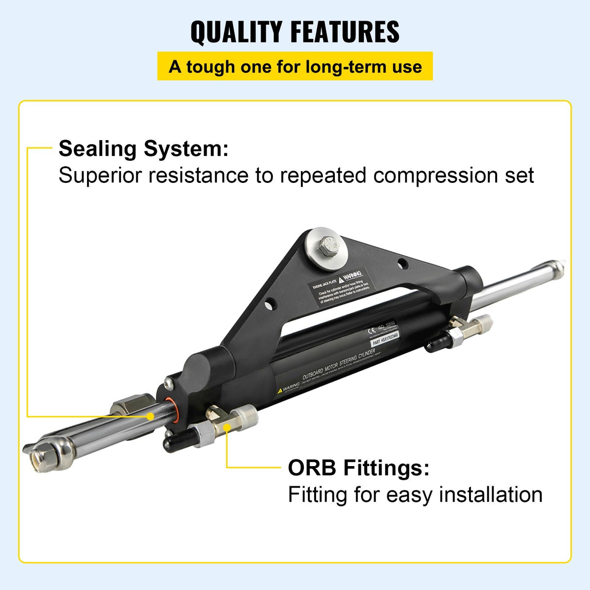 Hydraulic Steering Cylinder HC4645H Front Mount Hydraulic Outboard Marine Steering Cylinder Suit for Up to 150HP Boats Steering