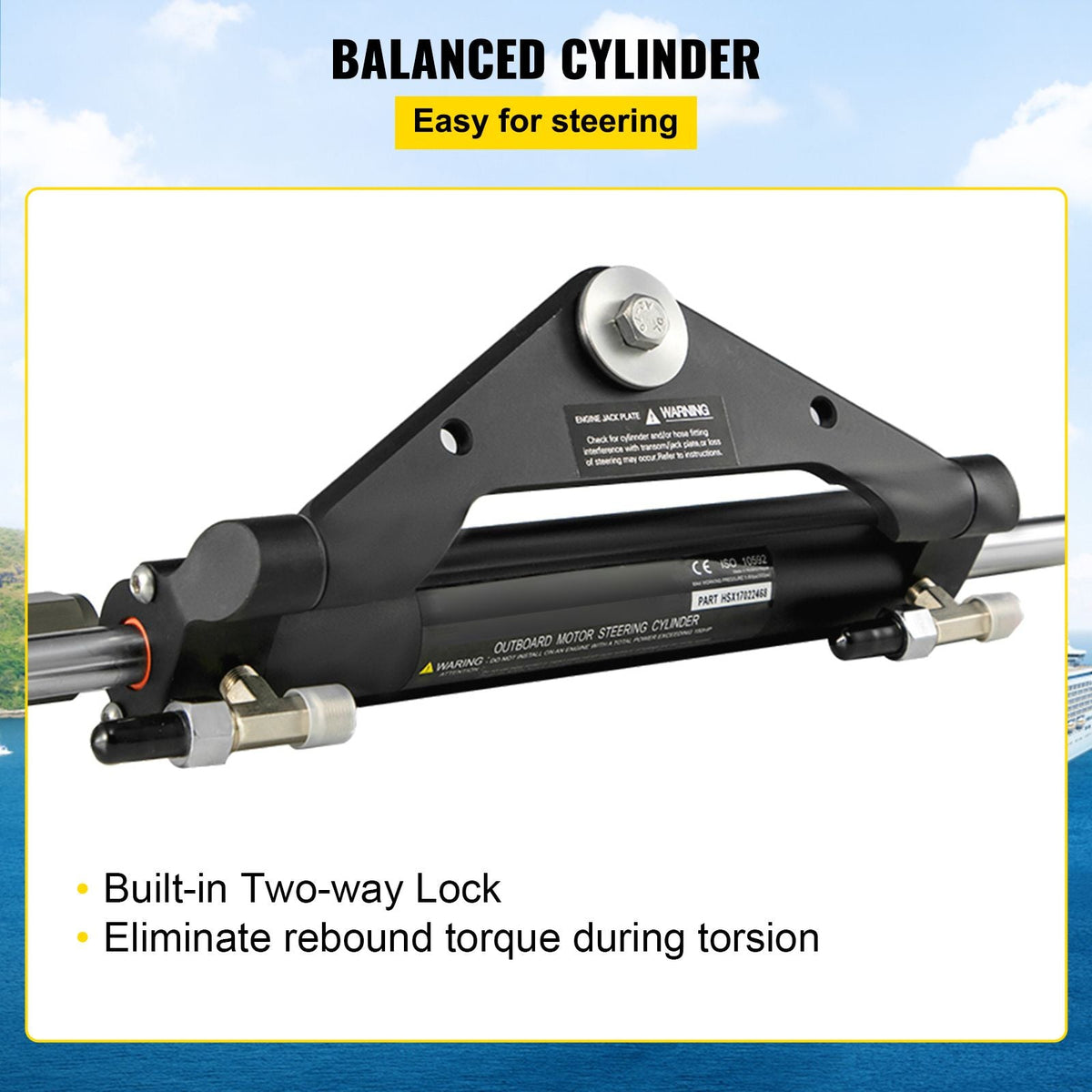 Hydraulic Steering Cylinder HC4645H Front Mount Hydraulic Outboard Marine Steering Cylinder Suit for Up to 150HP Boats Steering