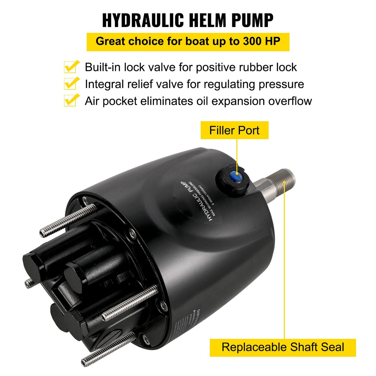 Hydraulic Steering Kit 300HP, Hydraulic Boat Steering Kit Helm Pump, Hydraulic Boat Steering Kit Without Hydraulic Steering Hose for Boat Steering System