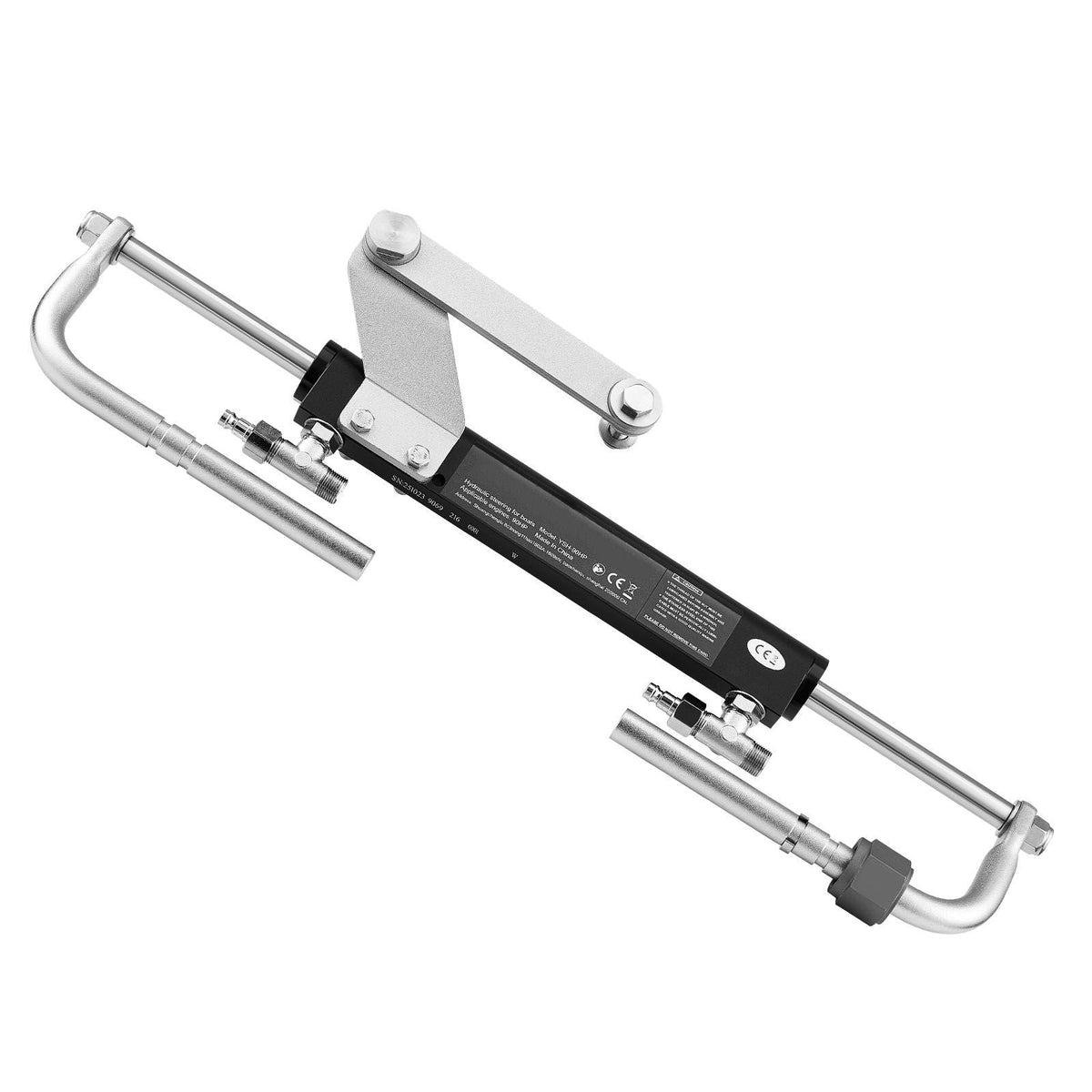 Hydraulic Steering Kit, 90 HP, Marine Boat Hydraulic Steering System, with 6.9 MPa/1000 psi Helm Pump, Two-Way Lock Cylinder, and 20 ft High-Strength Hoses, for Single Station, Single-Engine Use