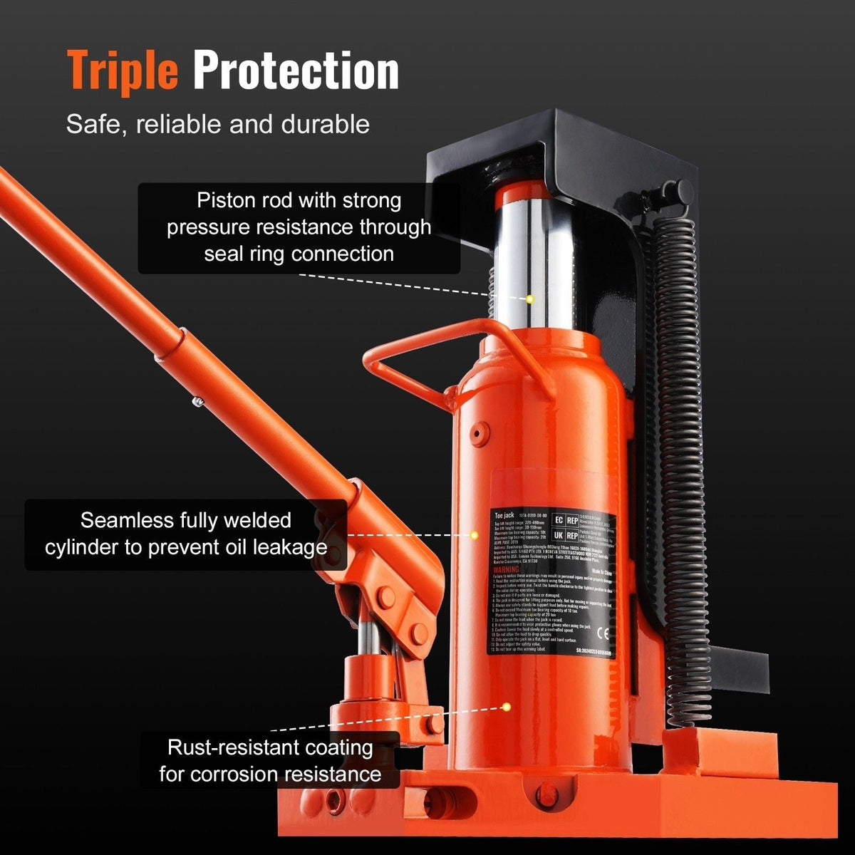 Hydraulic Toe Jack, 10 Ton On Toe Toe Jack Lift, 20 Ton On Top Lift Capacity Machine Jack, 1.2-7.5 in Toe Height, 12.6-18.9 in Top Height, Air Hydraulic Claw Jack for Machinery, Industry