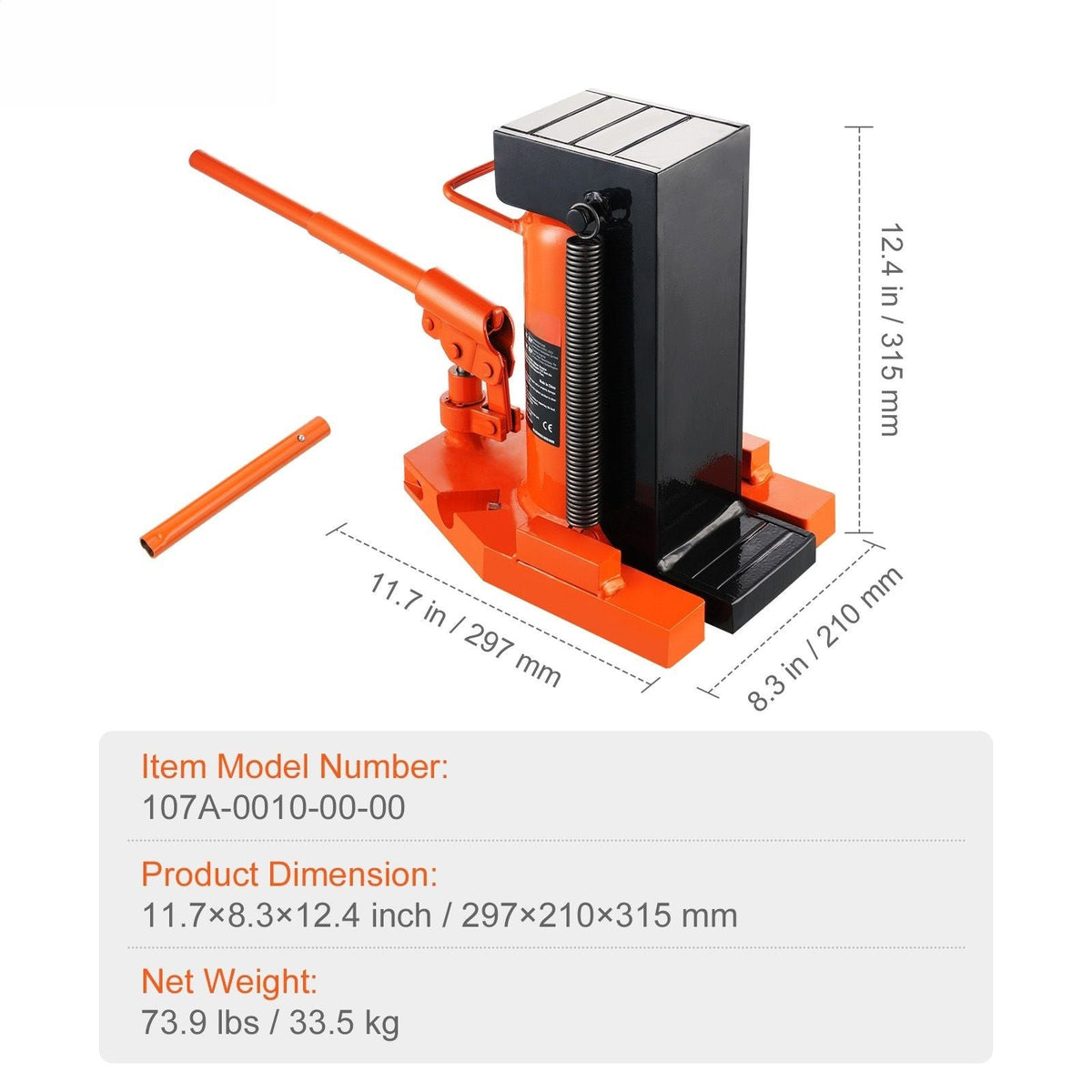 Hydraulic Toe Jack, 10 Ton On Toe Toe Jack Lift, 20 Ton On Top Lift Capacity Machine Jack, 1.2-7.5 in Toe Height, 12.6-18.9 in Top Height, Air Hydraulic Claw Jack for Machinery, Industry