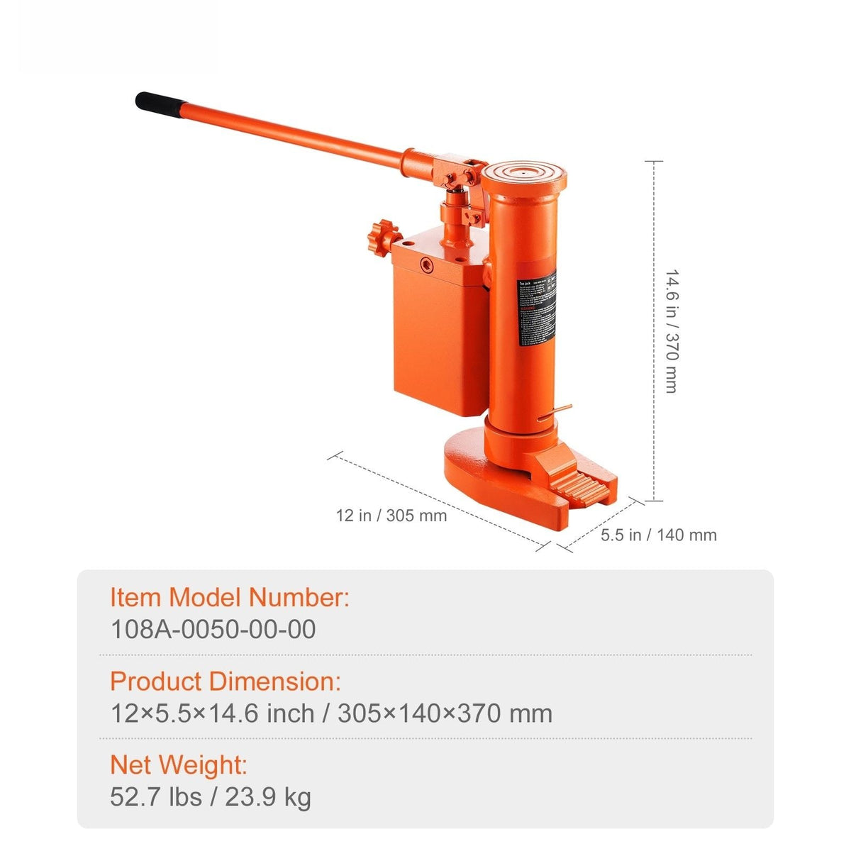 Hydraulic Toe Jack, 5 Ton On Toe Toe Jack Lift, 10 Ton On Top Lift Capacity Machine Jack, 1.0-9.1 in Toe Height, 14.6-22.4 in Top Height, 360° Rotatable Claw Jack for Machinery, Industry