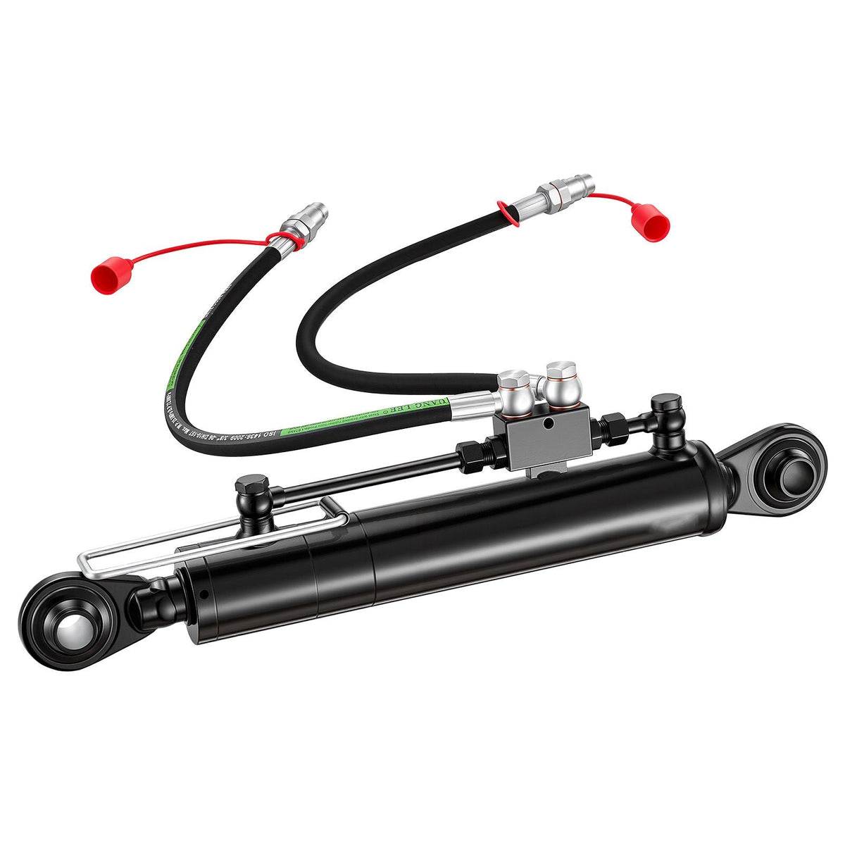 Hydraulic Top Link Cat. 2-2 (11 in Stroke, 22-7/16 in to 33-7/16 in), Max 2900PSI Hydraulic Cylinder with 2 Hoses & G3/8" Check Valves for Tractors