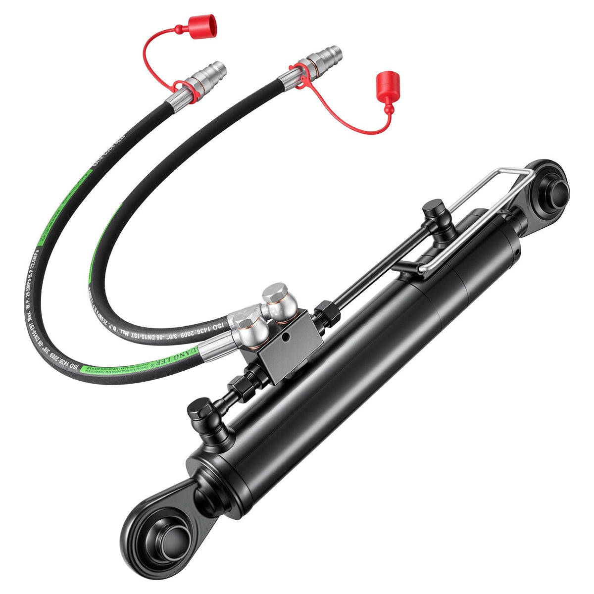 Hydraulic Top Link Cat. 2-2 (11 in Stroke, 22-7/16 in to 33-7/16 in), Max 2900PSI Hydraulic Cylinder with 2 Hoses & G3/8" Check Valves for Tractors