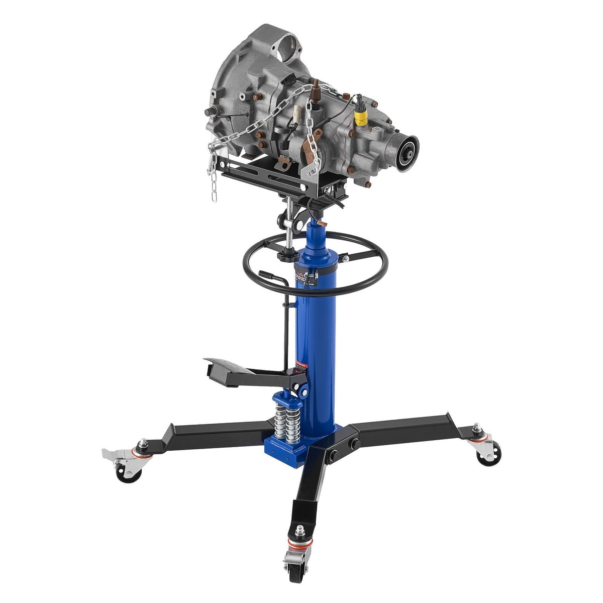 Hydraulic Transmission Jack, 1322 lbs / 0.6 Ton Lifting Capacity Telescoping Transmission Jack with Foot Pedal, Dual Telescopic Trans, 34.6-69.3 in High Lifting Height, Garage/Shop Lift Hoist