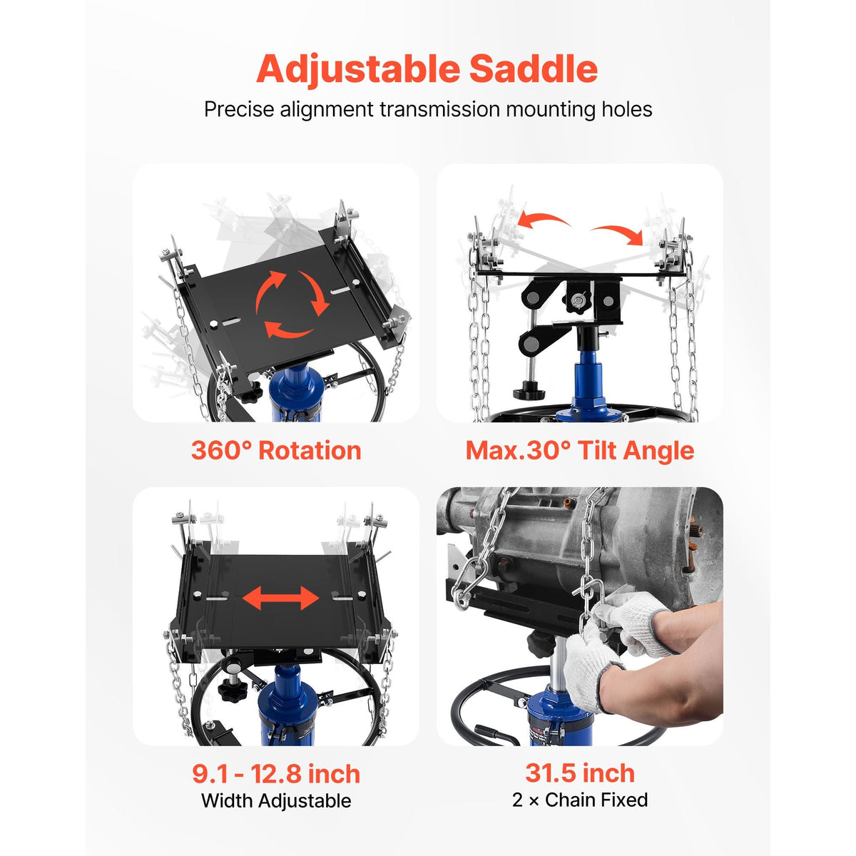 Hydraulic Transmission Jack, 1322 lbs / 0.6 Ton Lifting Capacity Telescoping Transmission Jack with Foot Pedal, Dual Telescopic Trans, 34.6-69.3 in High Lifting Height, Garage/Shop Lift Hoist