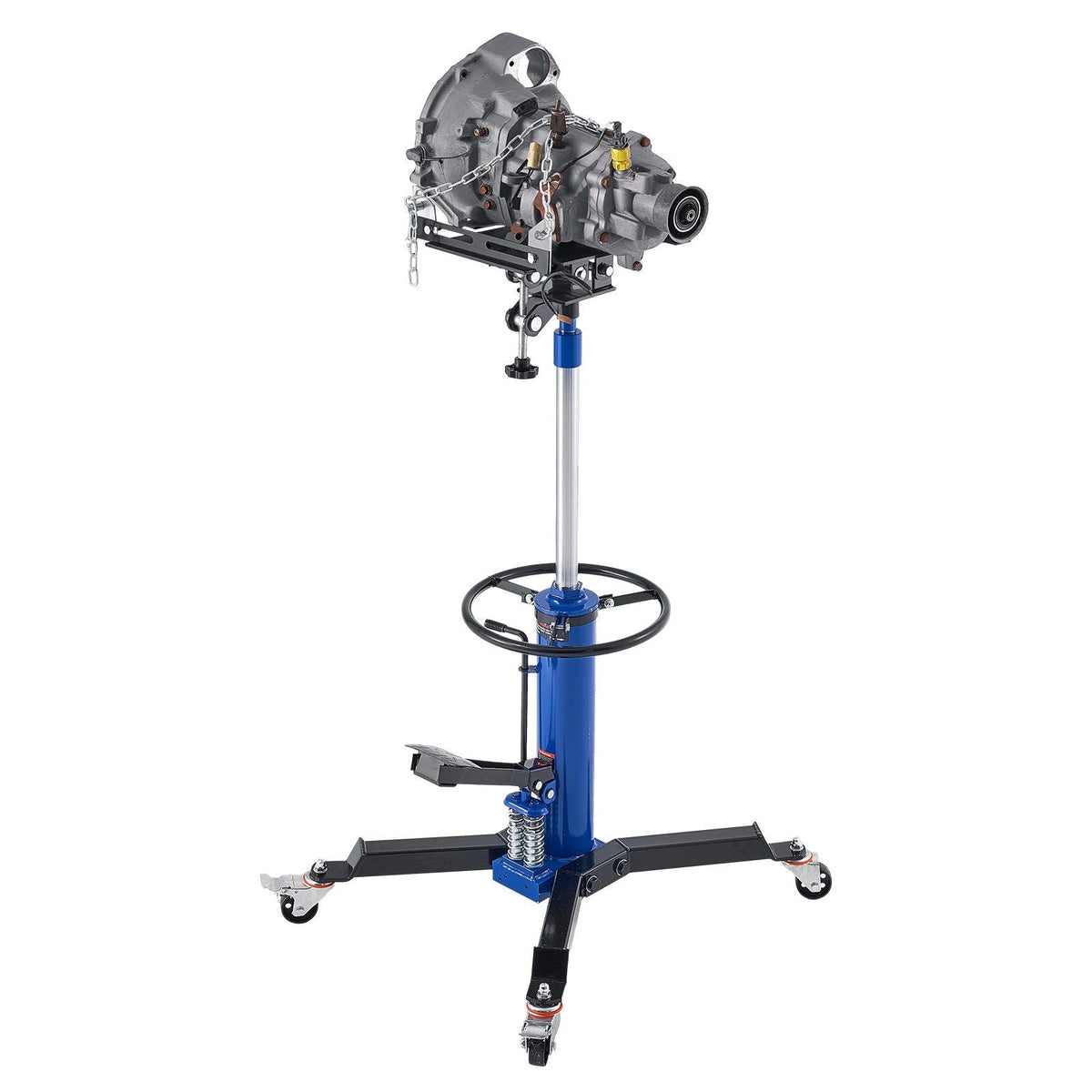 Hydraulic Transmission Jack, 1322 lbs / 0.6 Ton Lifting Capacity Telescoping Transmission Jack with Foot Pedal, Dual Telescopic Trans, 34.6-69.3 in High Lifting Height, Garage/Shop Lift Hoist