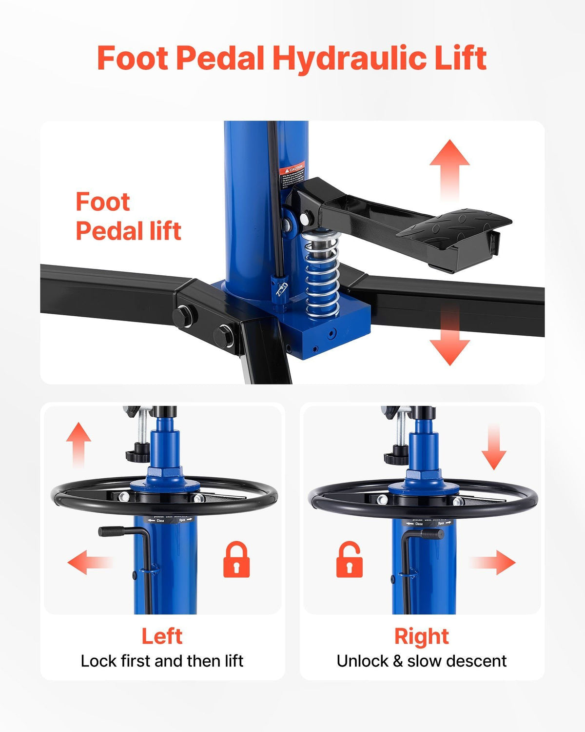 Hydraulic Transmission Jack, 1660 lbs / 0.75 Ton Lifting Capacity Telescoping Transmission Jack with Foot Pedal, 360° Swivel Wheel, 34.6-69.3 in High Lifting Height, Lift Hoist for Garage/Shop