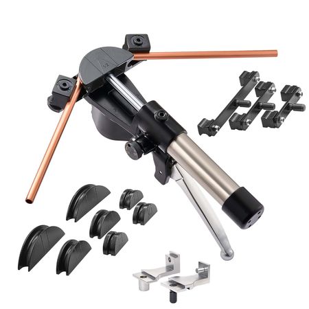 Hydraulic Tubing Bender Kit, 1/4 to 7/8 Inch, Copper Tube Pipe Bender, Forward/Reverse HVAC Bending Tool Set, with 7 Aluminium Alloy Dies, for HVAC Air Conditioning Refrigeration Auto Repair