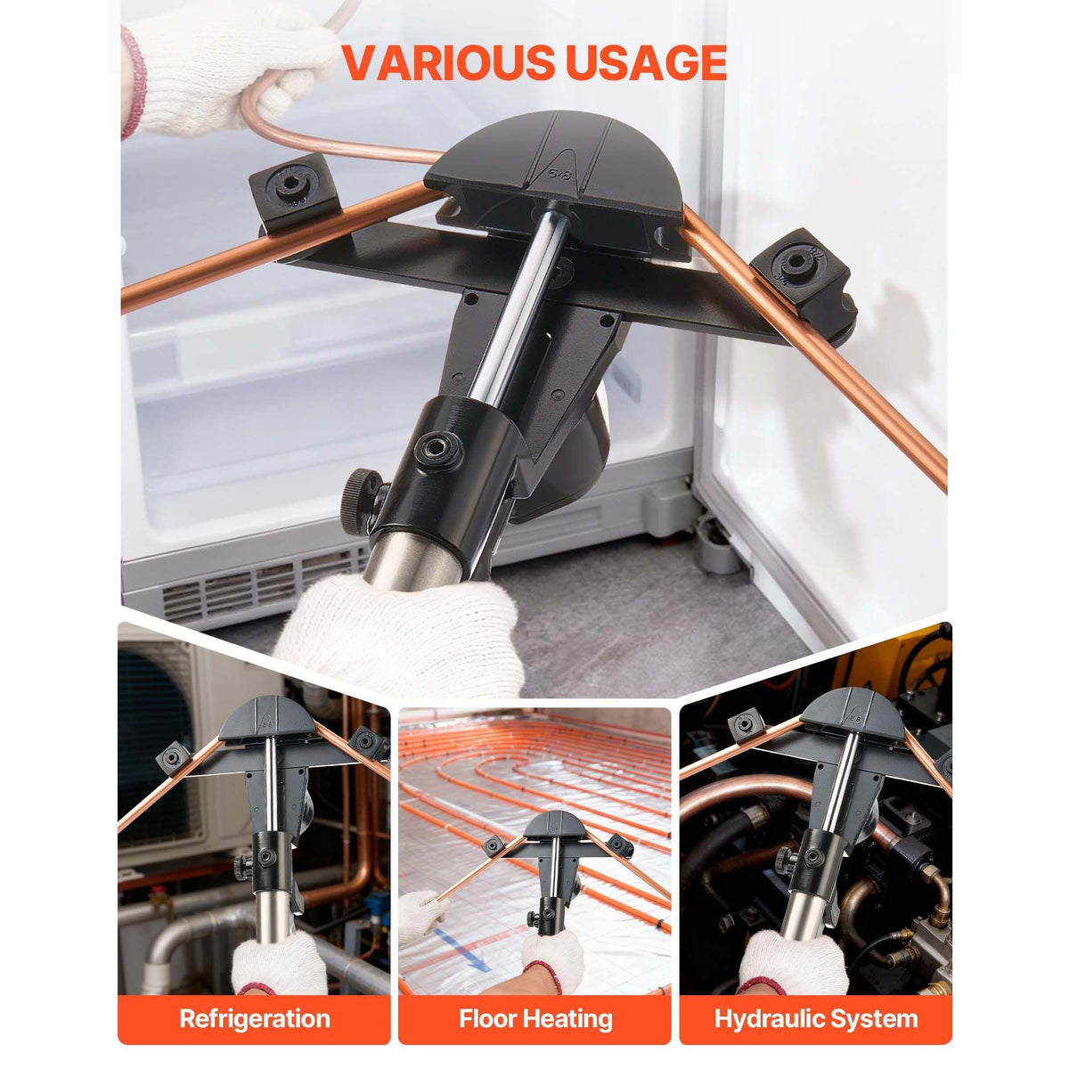Hydraulic Tubing Bender Kit, 1/4 to 7/8 Inch, Copper Tube Pipe Bender, Forward/Reverse HVAC Bending Tool Set, with 7 Aluminium Alloy Dies, for HVAC Air Conditioning Refrigeration Auto Repair