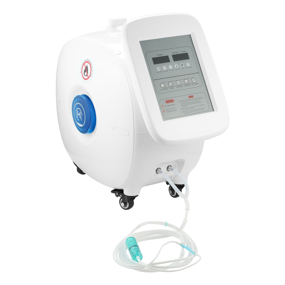 Hydrogen Inhalation Machine, 99.99% High Purity Hydrogen Inhaler, HO-Separated 1500ml/min (1000 H+500 O) Dual Port Hydrogen Oxygen Inhaler, Hydrogen-Rich Water Generator with Wheels for Home