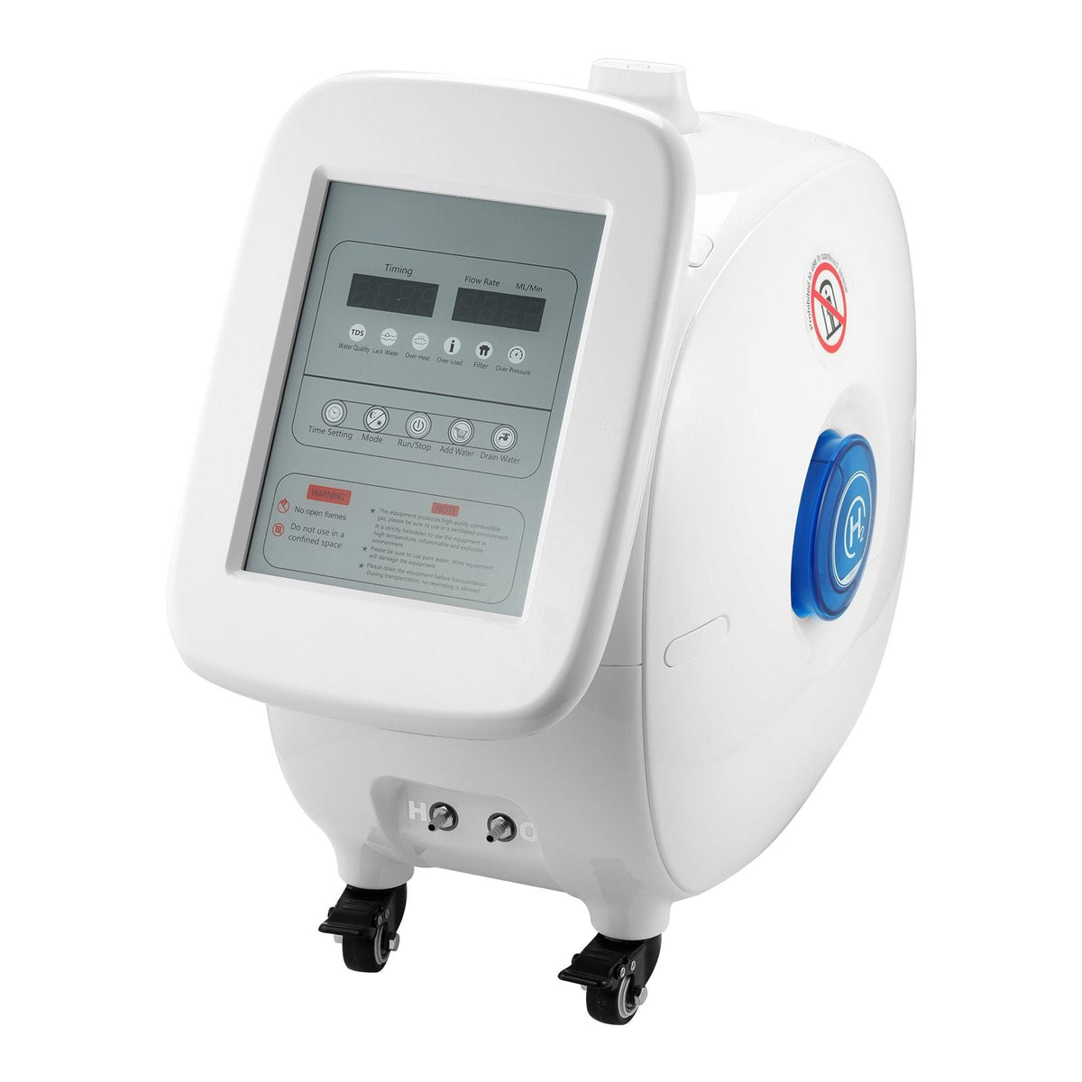 Hydrogen Inhalation Machine, 99.99% High Purity Hydrogen Inhaler, HO-Separated 1500ml/min (1000 H+500 O) Dual Port Hydrogen Oxygen Inhaler, Hydrogen-Rich Water Generator with Wheels for Home
