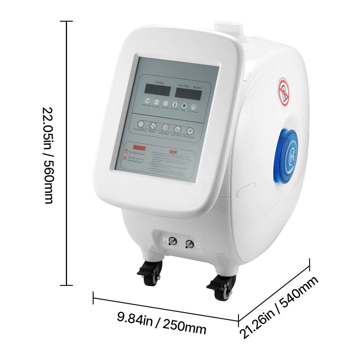 Hydrogen Inhalation Machine, 99.99% High Purity Hydrogen Inhaler, HO-Separated 1500ml/min (1000 H+500 O) Dual Port Hydrogen Oxygen Inhaler, Hydrogen-Rich Water Generator with Wheels for Home