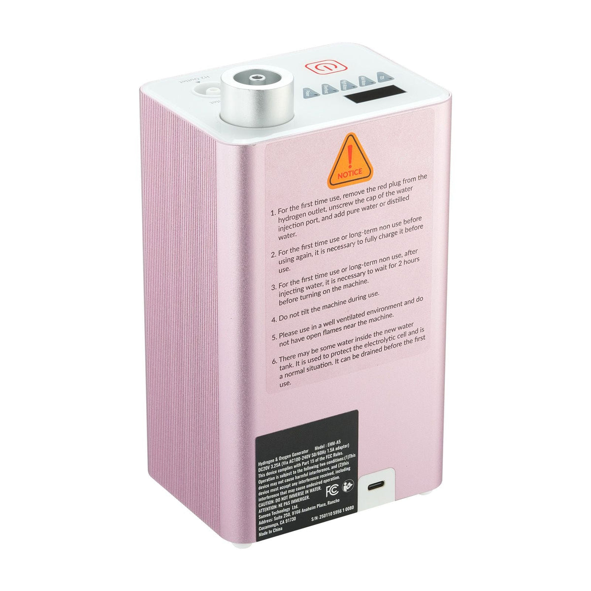Hydrogen Inhalation Machine, 99.99% High Purity Hydrogen Inhaler, HO-Separated 180ml/min (120 H+60 O) Dual Port Hydrogen Oxygen Inhaler, Hydrogen-Rich Water Generator for Home Travel