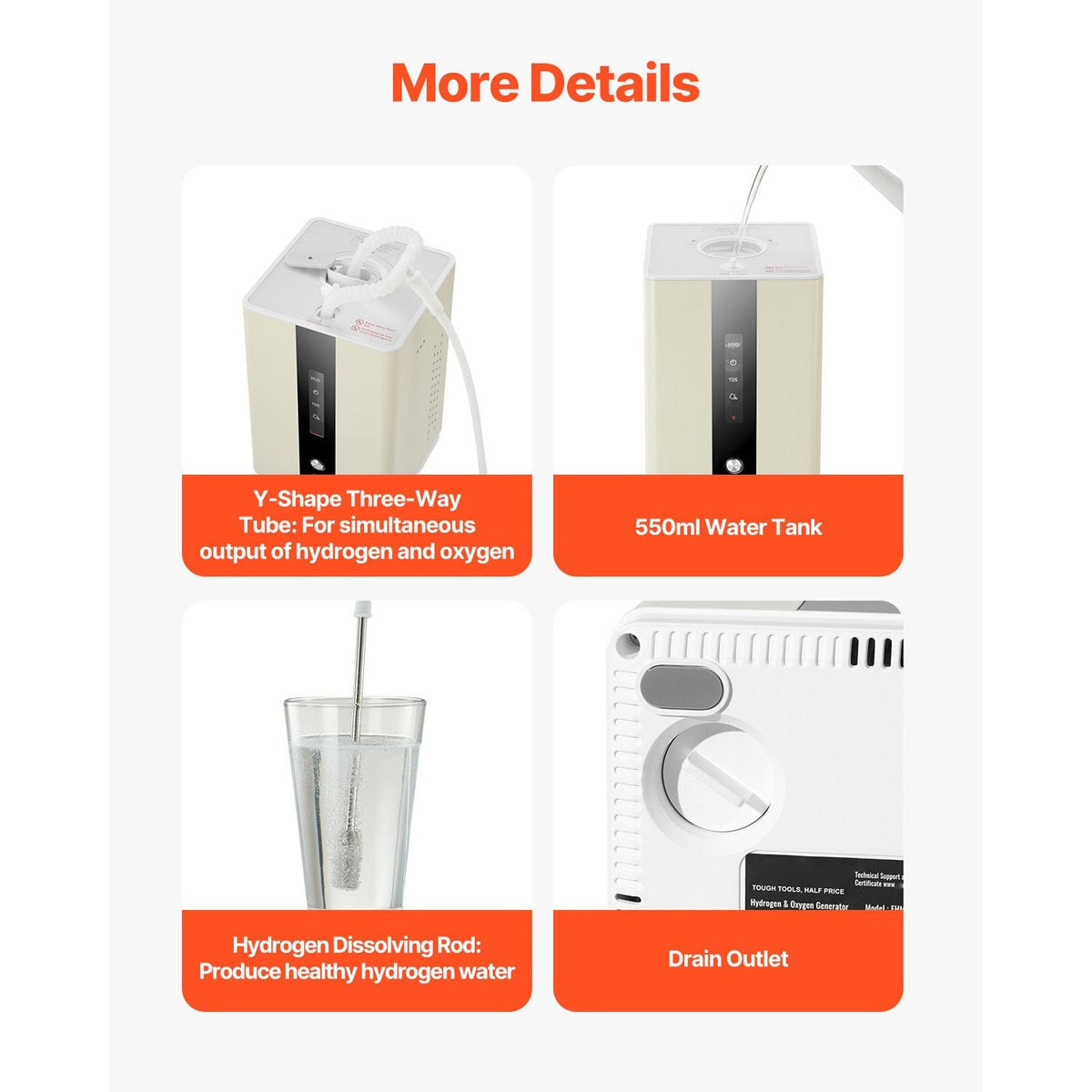 Hydrogen Inhalation Machine, 99.99% High Purity Hydrogen Inhaler, HO-Separated 225ml/min (150 H+75 O) Dual Port Hydrogen Oxygen Inhaler, Hydrogen-Rich Water Generator for Home Travel