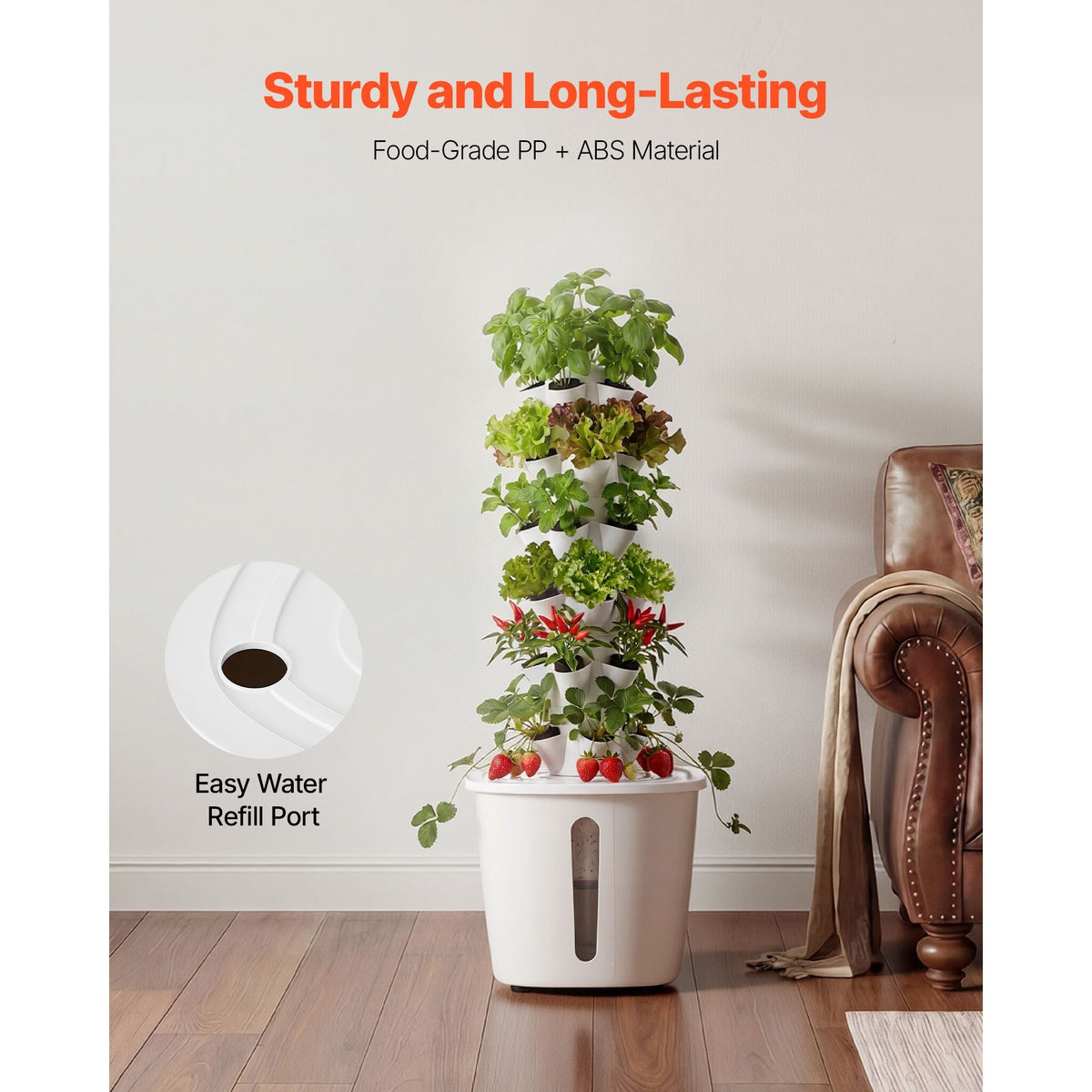 Hydroponic Tower, 30 Pods 6 Tiers Hydroponics Growing System Kit with App Control, Vertical Home Garden with 20L Water Tank & Pump, Planter Germination Kit for Indoor Herbs, Fruits, Vegetables