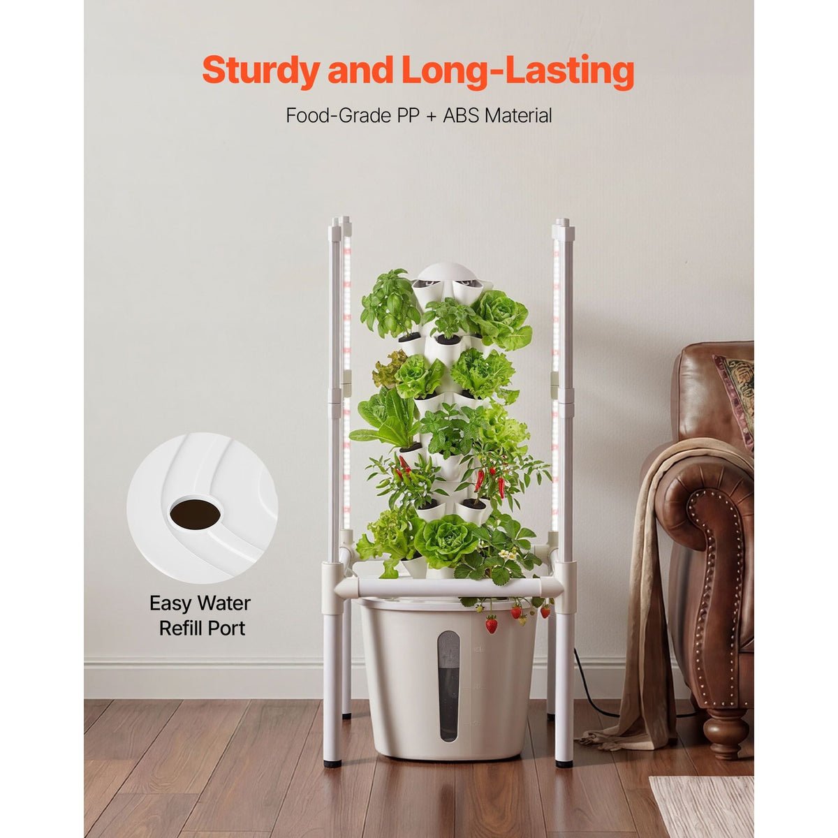 Hydroponic Tower, 30 Pods 6 Tiers Hydroponics Growing System Kit with LED Grow Light & App Control, Vertical Home Garden with 20L Water Tank & Pump, Planter for Indoor Herbs, Fruits, Vegetables