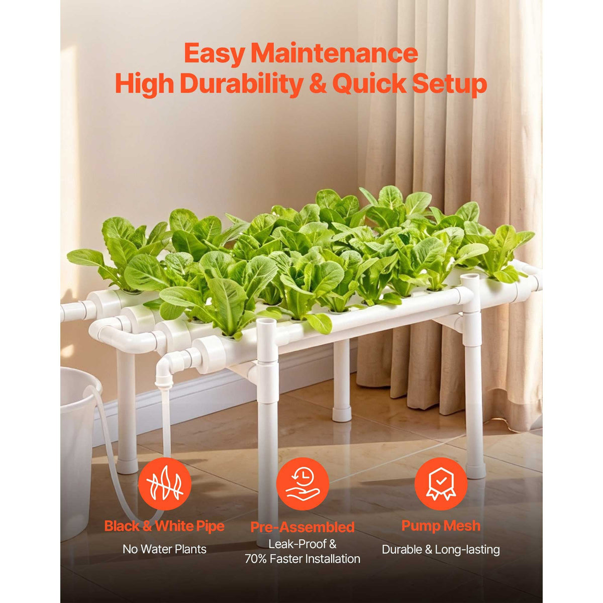 Hydroponics Growing System Kit, 1-Tier 36 Sites UPVC Pipe Hydroponic Grow Kit with Timed Irrigation, Sun & Light Blocking Pipes, Indoor Home Garden Vegetable Planting Grow Kits for Fruit Herb