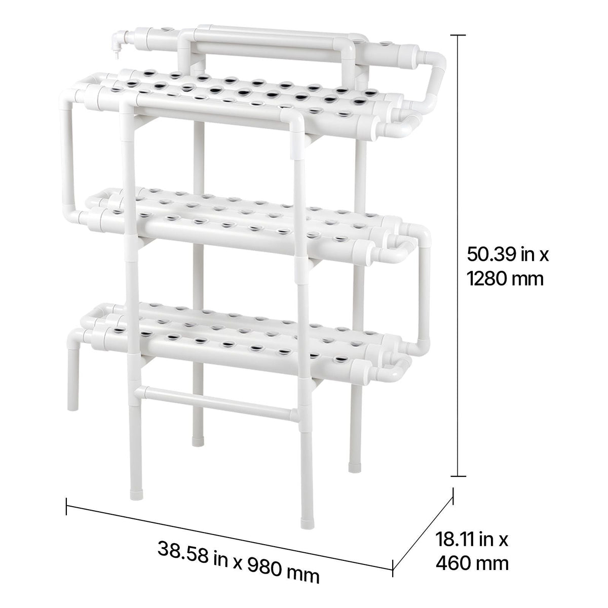 Hydroponics Growing System Kit, 3-Tier 90 Sites UPVC Pipe Hydroponic Grow Kit with Timed Irrigation, Sun & Light Blocking Pipes, Indoor Home Garden Vegetable Planting Grow Kits for Fruit Herb