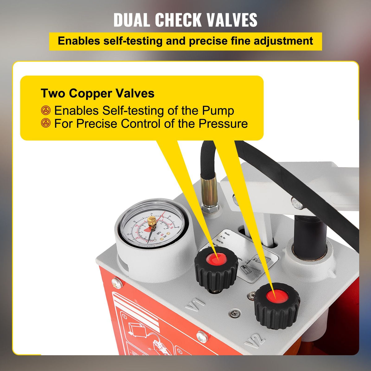Hydrostatic Pressure Test Pump, Test Up to 60 bar/860 psi, 3.2 Gallon Tank, Hydraulic Manual Water Pressure Tester Kit with Three-Unit Gauge & R 1/2\" Connection for Pipeline Fluid Pressure Test