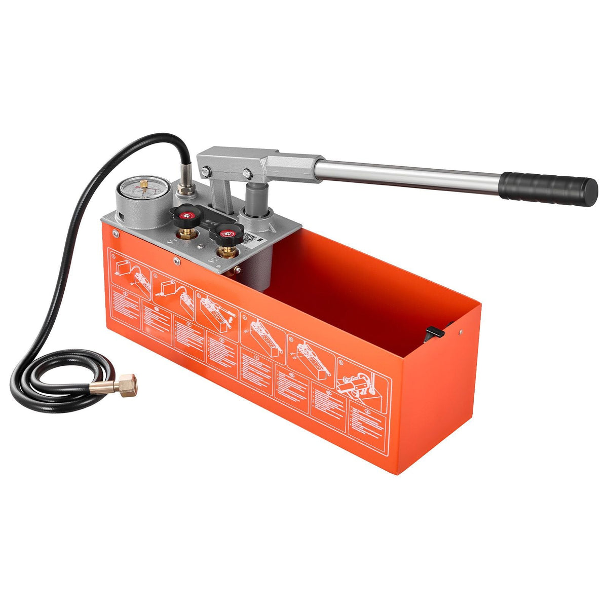 Hydrostatic Test Pump 3 Gallon Hydraulic Manual Water Pressure Tester, Dual Valve Hydrostatic Water Pipe Leakage Pressure Test Pump Kit with Gauge & Tank, 0-50 Bar Range, for Pipeline, Heating