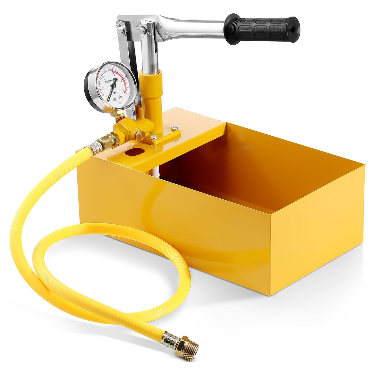 Hydrostatic Test Pump, Max 25 bar/362 PSI, Single Valve Hydraulic Manual Water Pressure Tester Kit with Gauge 1.4 Gal Water Tank, 3 ft Hose with 1/2 inch External Thread Connector for Pipeline