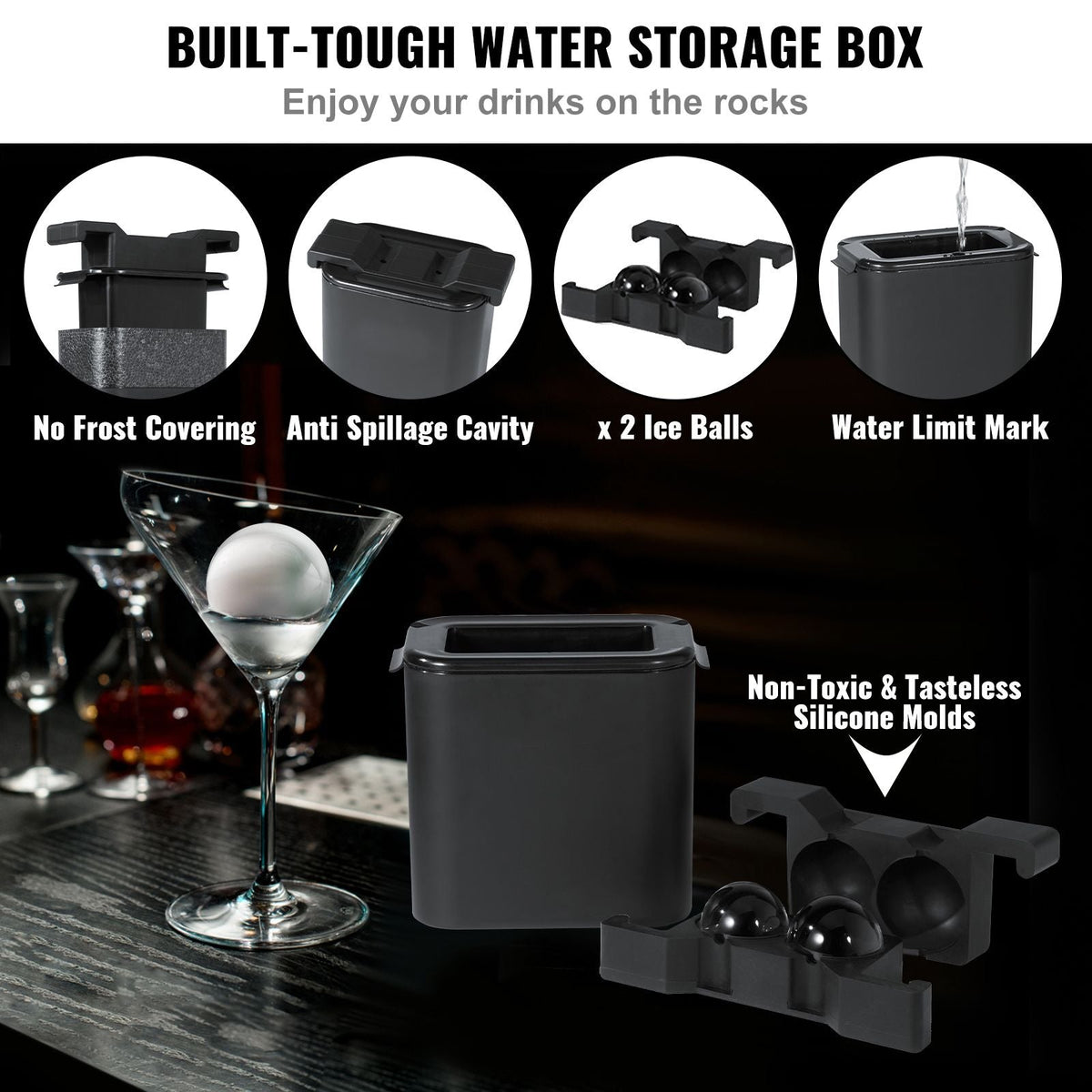 Ice Ball Maker, Crystal Clear Ice Ball Maker 2.36inch Ice Sphere Maker with Storage Bag and Ice Clamp, Round Clear Ice Cube 2-Cavity Ice Press Maker for Whiskey Scotch Cocktail Brandy