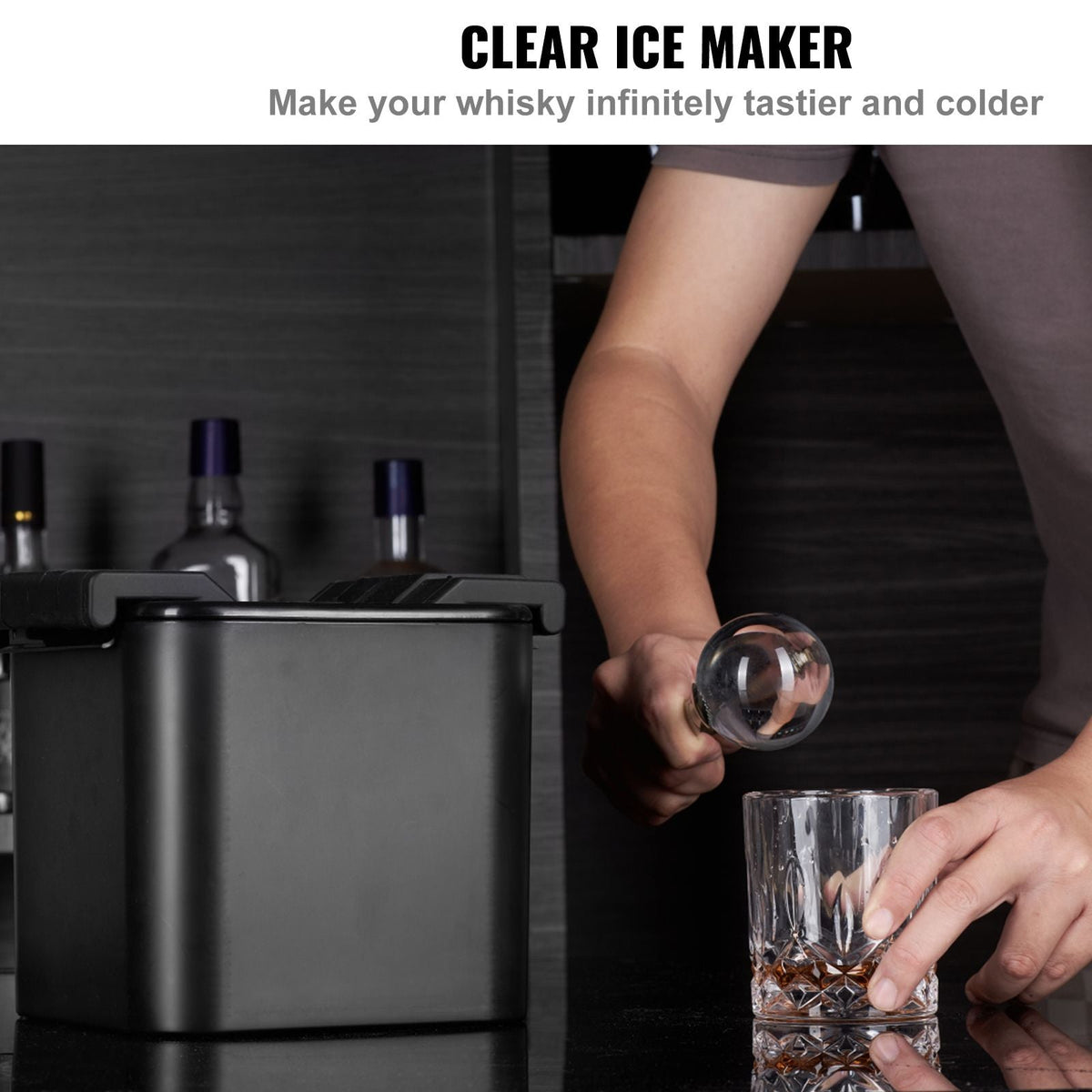 Ice Ball Maker, Crystal Clear Ice Ball Maker 2.36inch Ice Sphere with Storage Bag and Ice Clamp, Round Clear Ice Cube 4-Cavity Ice Press Maker Whiskey Scotch Cocktail Brandy Bourbon