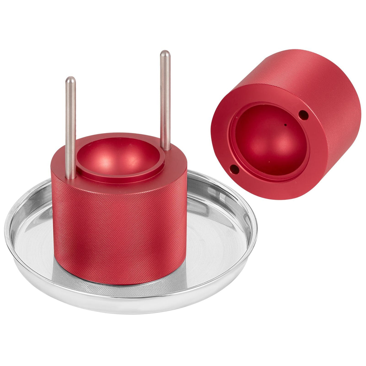 Ice Ball Press, 2.4" Ice Ball Maker, Aircraft Al Alloy Ice Ball Press Kit for 60mm Ice Sphere, Ice Press with Tong and Drip Tray, for Whiskey, Cocktail, Bourbon, Scot on Party & Holiday, Red