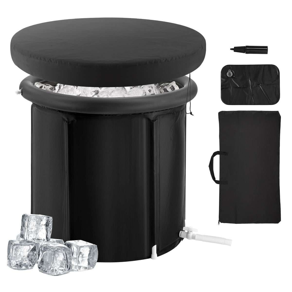 Ice Bath Tub, Cold Water Therapy Plunge Tub for Athletes, Portable Outdoor Ice Barrel Plunge Pool for Recovery, 90 Gal Inflatable Folding Bathtub with Cover, Home Ice Pod for Adult, 32"Lx30"H