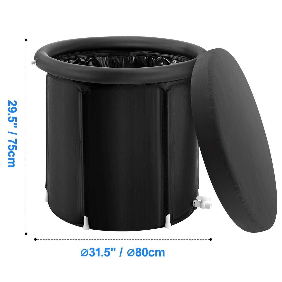 Ice Bath Tub, Cold Water Therapy Plunge Tub for Athletes, Portable Outdoor Ice Barrel Plunge Pool for Recovery, 90 Gal Inflatable Folding Bathtub with Cover, Home Ice Pod for Adult, 32"Lx30"H