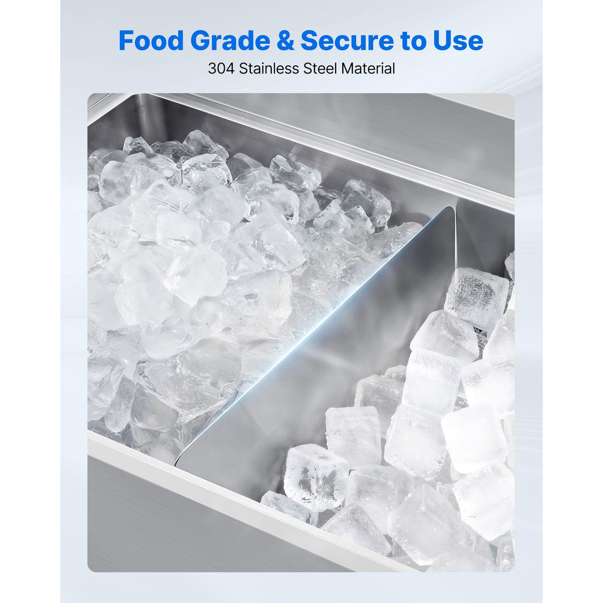 Ice Bin Partition, 15.2 x 5.55 Inch, Stainless Steel Divider for 19 Inch Bar Ice Bins, Stable Bottom Support & Easy to Clean, Food Grade 304 Stainless Steel for Kitchen, Bar, Restaurant, Pub