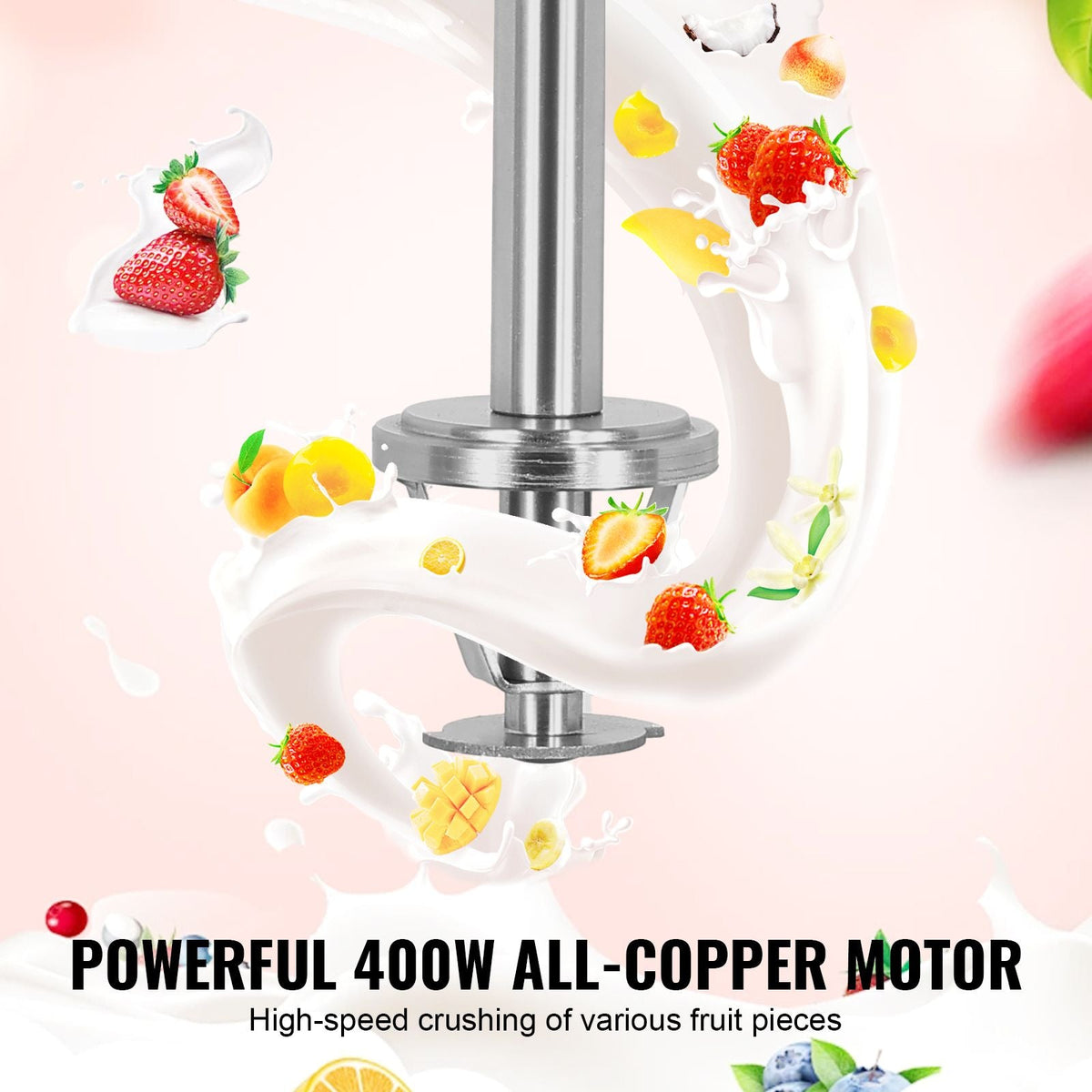Ice Cream Blender, 400W High-Speed Ice Cream Maker Mixer Stir Machine 4200RPM, Stepless Speed Adjustment, 304 Stainless Steel Ice Cream Shaker, 3 Hand Cups, Make Various Flavors of Ice Cream