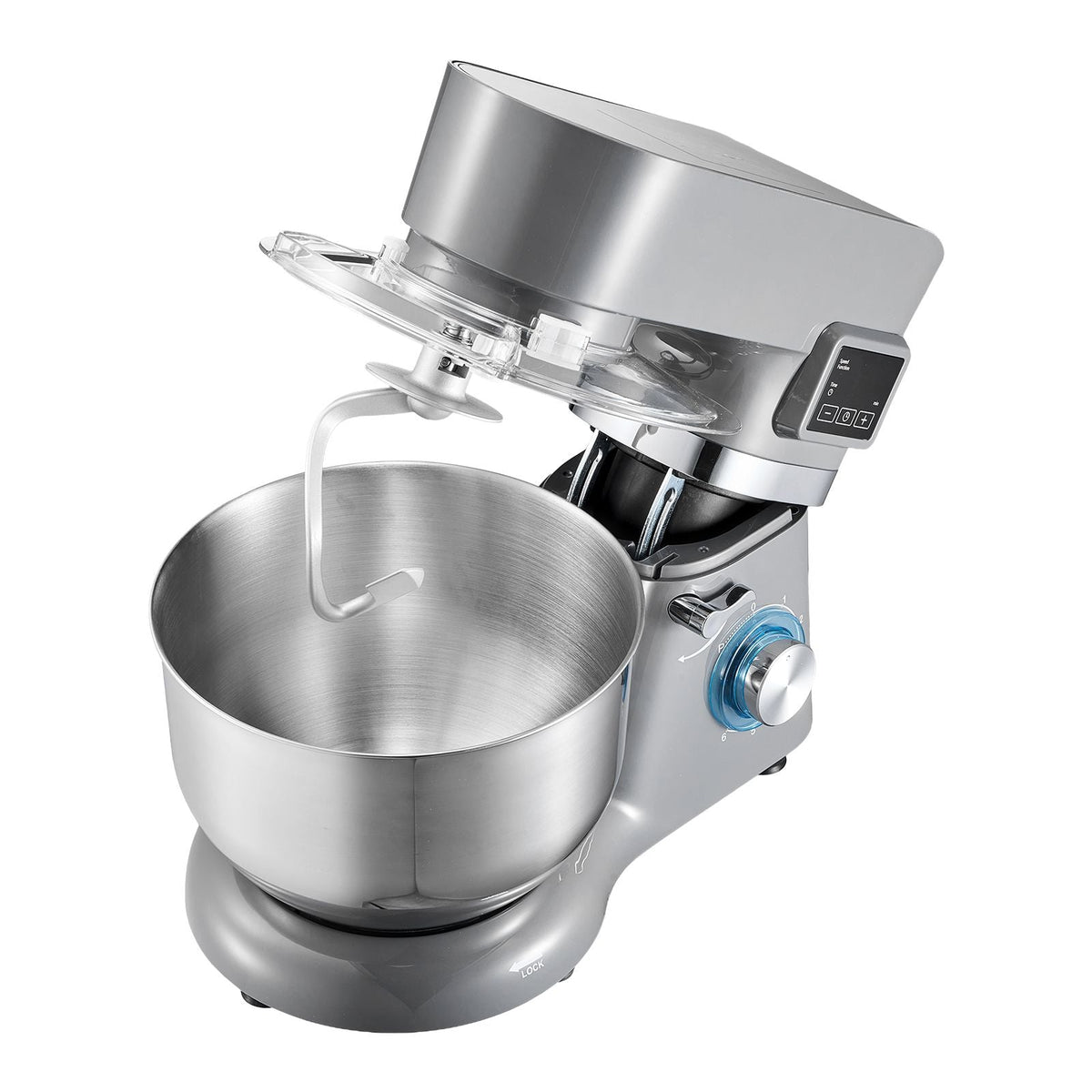 Ice Cream Maker, 1.8 Qt. Capacity, 6-Speed Electric Stand Mixer, with LED Digital Display & Timer, Mixing Paddle, Dough Hook, Splash Guard, for Homemade Frozen Yogurt Fruit Sorbet Gelato, Grey