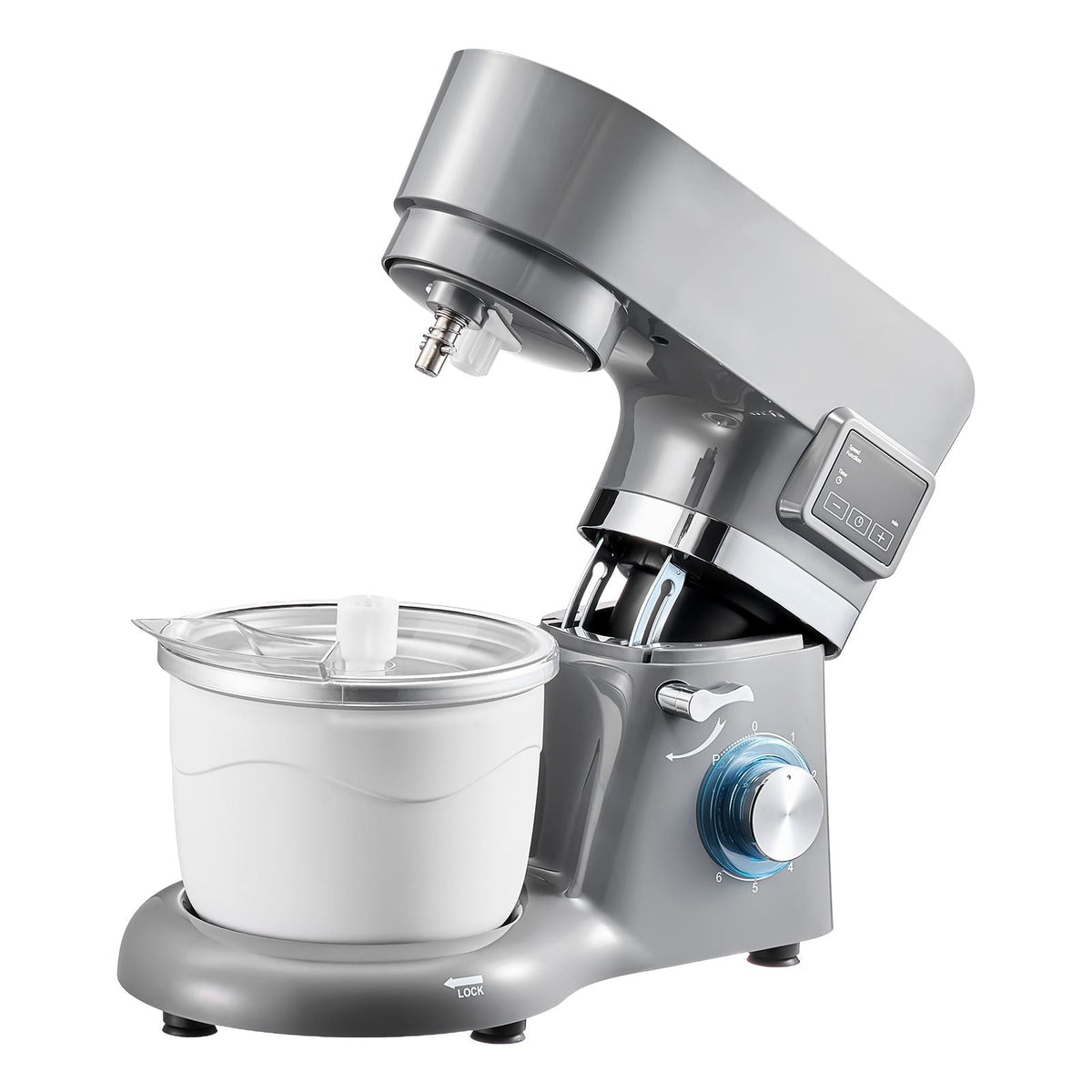 Ice Cream Maker, 1.8 Qt. Capacity, 6-Speed Electric Stand Mixer, with LED Digital Display & Timer, Mixing Paddle, Dough Hook, Splash Guard, for Homemade Frozen Yogurt Fruit Sorbet Gelato, Grey