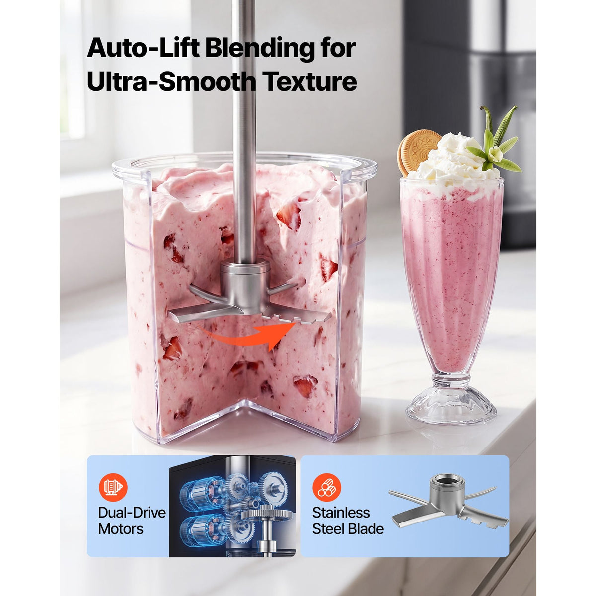 Ice Cream Maker, 7-in-1 Frozen Treat Maker for Gelato, Sorbet, Milkshake, Frozen Yogurt & Lite Ice Cream, Homemade Ice-Cream Machine with One-Touch Mix-in + Respin for Smooth, Creamy Texture