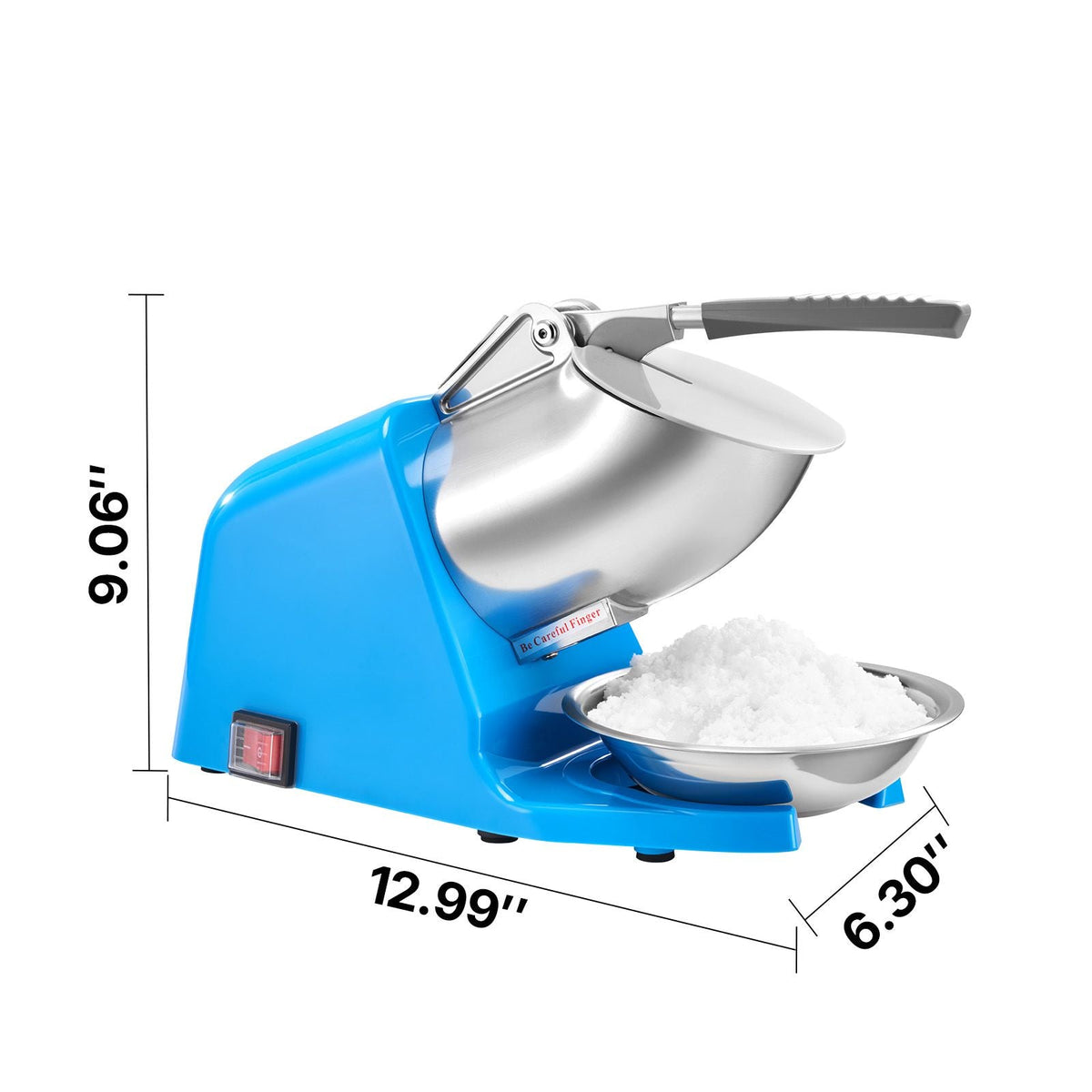 Ice Crusher Machine, 286lbs Per Hour Electric 4 Blades Snow Cone Maker, Stainless Steel Shaved Ice Machine with Bowl and Cover, 300W 2000RPM Ice-Shaver for Home and Commercial Use, Blue