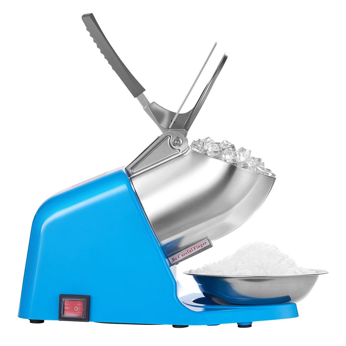 Ice Crusher Machine, 286lbs Per Hour Electric 4 Blades Snow Cone Maker, Stainless Steel Shaved Ice Machine with Bowl and Cover, 300W 2000RPM Ice-Shaver for Home and Commercial Use, Blue