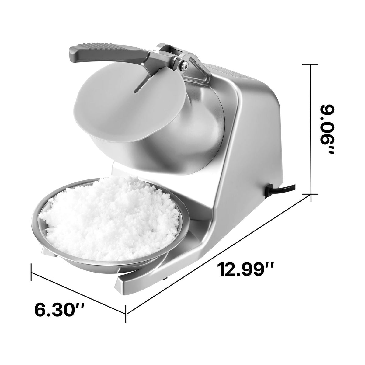 Ice Crusher Machine, 286lbs Per Hour Electric 4 Blades Snow Cone Maker, Stainless Steel Shaved Ice Machine with Bowl and Cover, 300W 2000RPM Ice-Shaver for Home and Commercial Use, Silver