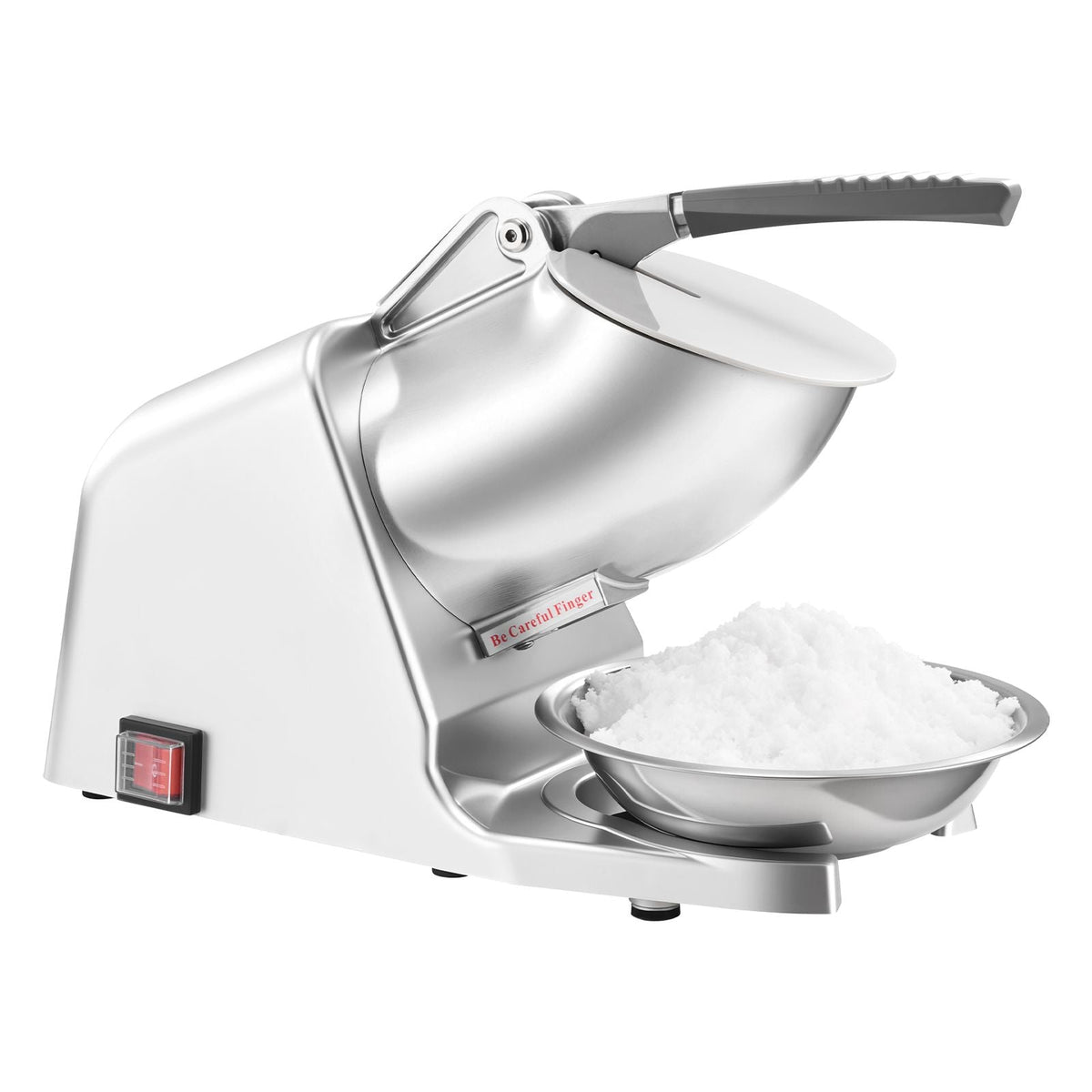 Ice Crusher Machine, 286lbs Per Hour Electric 4 Blades Snow Cone Maker, Stainless Steel Shaved Ice Machine with Bowl and Cover, 300W 2000RPM Ice-Shaver for Home and Commercial Use, Silver