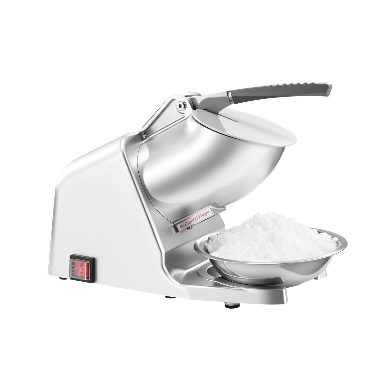 Ice Crusher Machine, 286lbs Per Hour Electric 4 Blades Snow Cone Maker, Stainless Steel Shaved Ice Machine with Bowl and Cover, 300W 2000RPM Ice-Shaver for Home and Commercial Use, Silver