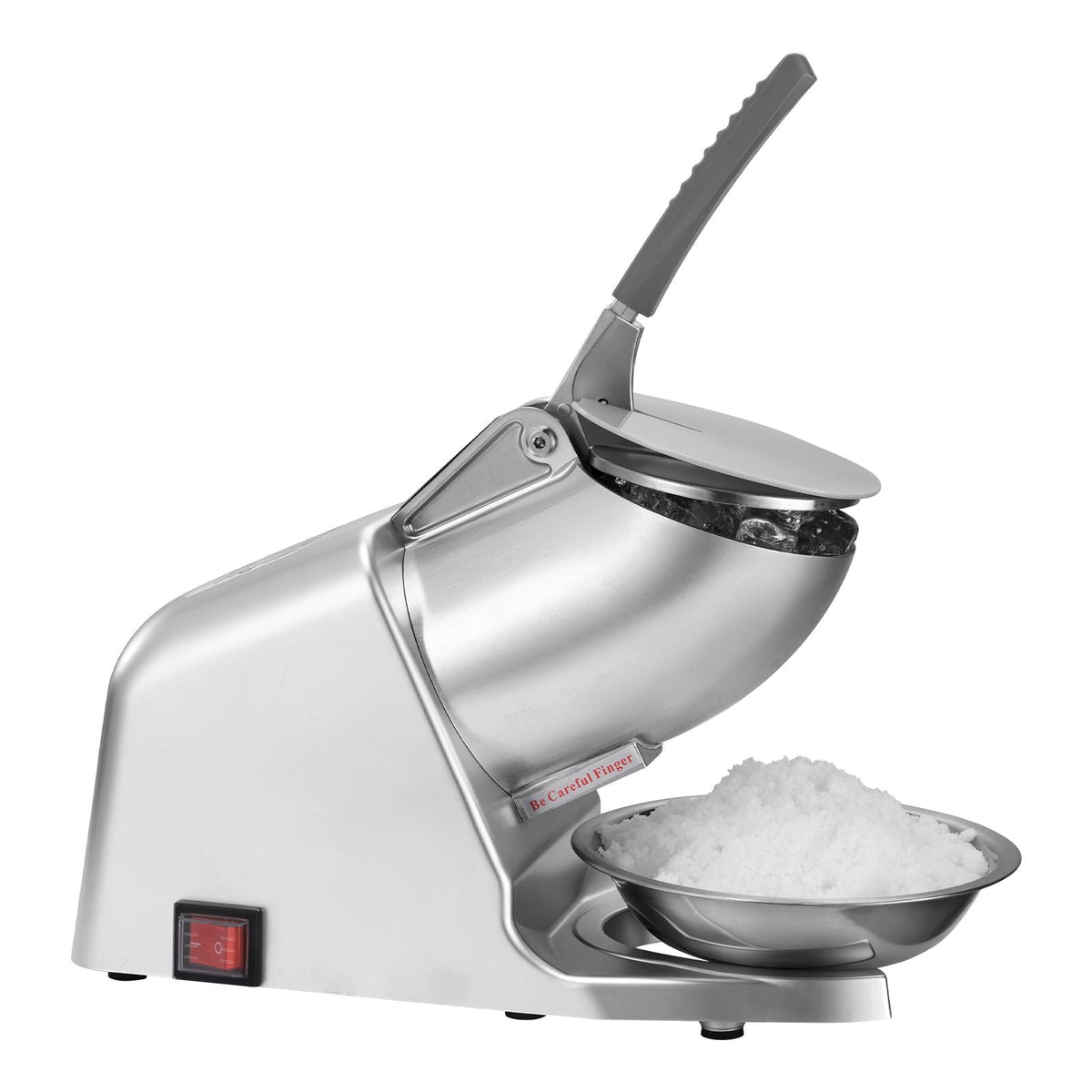 Ice Crusher Machine, 286lbs Per Hour Electric 4 Blades Snow Cone Maker, Stainless Steel Shaved Ice Machine with Bowl and Cover, 300W 2000RPM Ice-Shaver for Home and Commercial Use, Silver