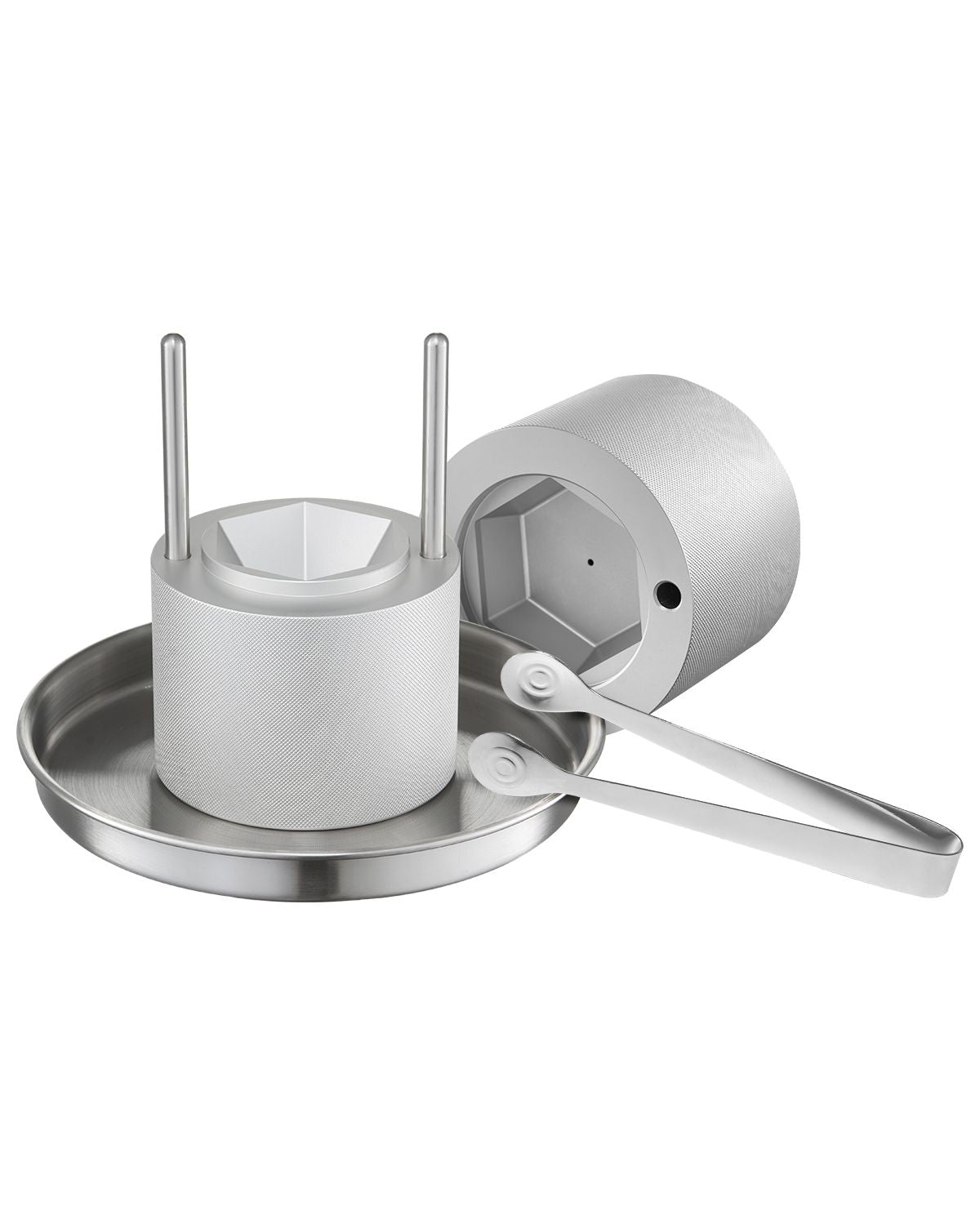 Ice Diamond Press, 2.4" Ice Ball Maker, Aviation Aluminum Diamond Ice Ball Press Kit for Ice Diamond, Ice Press with Tong and Drip Tray, for Whiskey, Cocktail, Bourbon, Scot on Party & Holiday