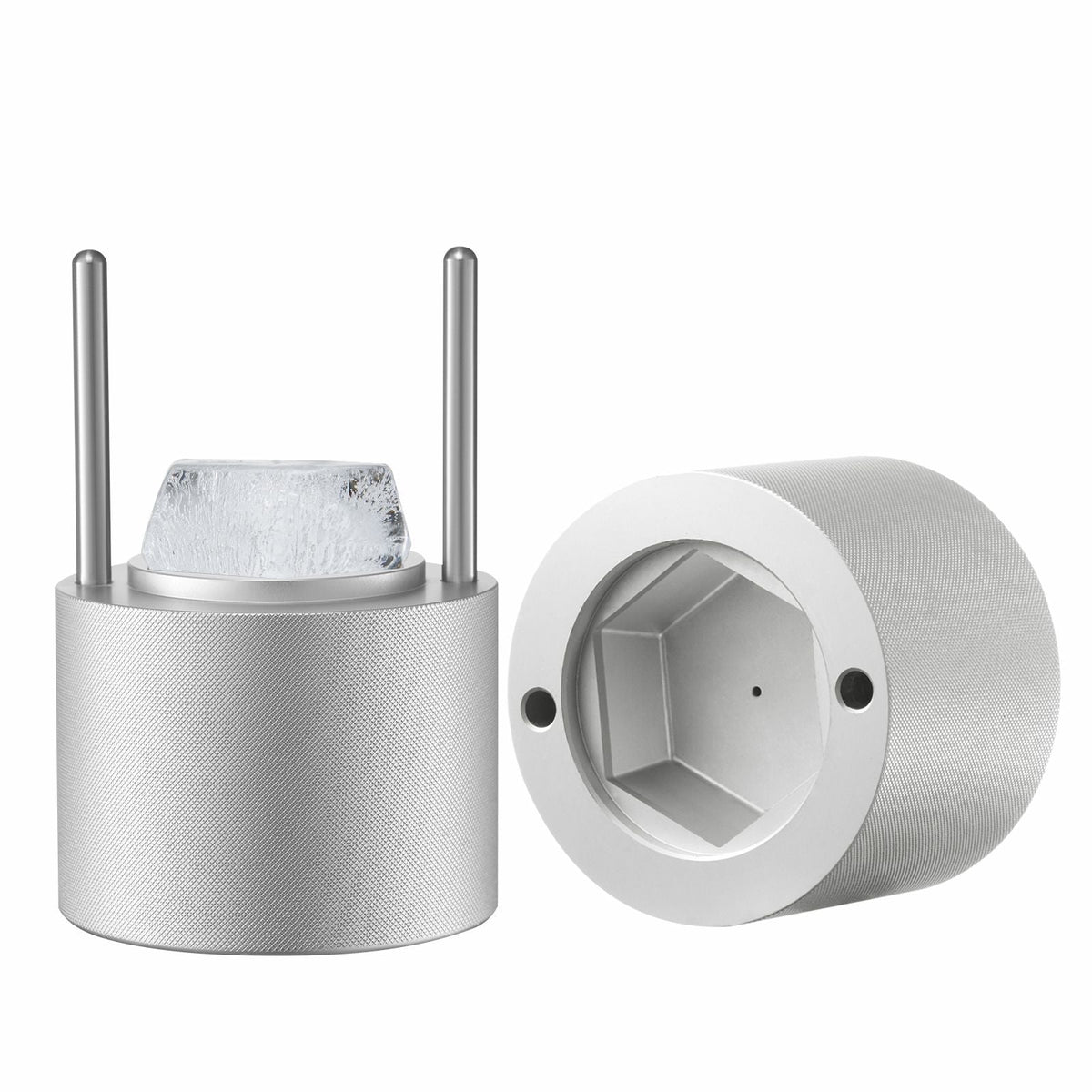 Ice Diamond Press, 2.4" Ice Ball Maker, Aviation Aluminum Diamond Ice Ball Press Kit for Ice Diamond, Ice Press with Tong and Drip Tray, for Whiskey, Cocktail, Bourbon, Scot on Party & Holiday