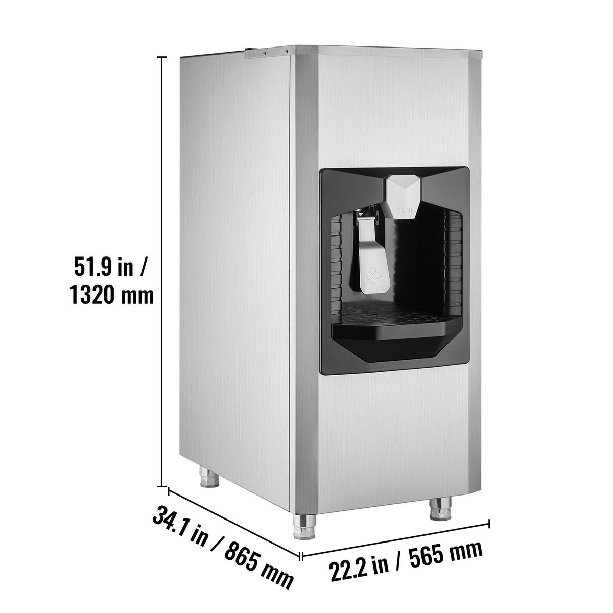 Ice Dispenser, Ice Storage Bin with 180 Lbs Storage Capacity, 20 Lbs/Min Automatic Ice Dispensing with Crusher, Height Adjustable Feet, for Commercial Ice Maker Machine, Restaurant and Hotel