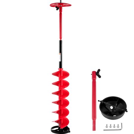 Ice Drill Auger, 6\" Diameter Nylon Ice Auger, 39\" Length Ice Auger Bit,Auger Drill with 11.8\" Extension Rod,Auger Bit with Drill Adapter,Top Plate & Blade Guard for Ice Fishing Ice Burrowing