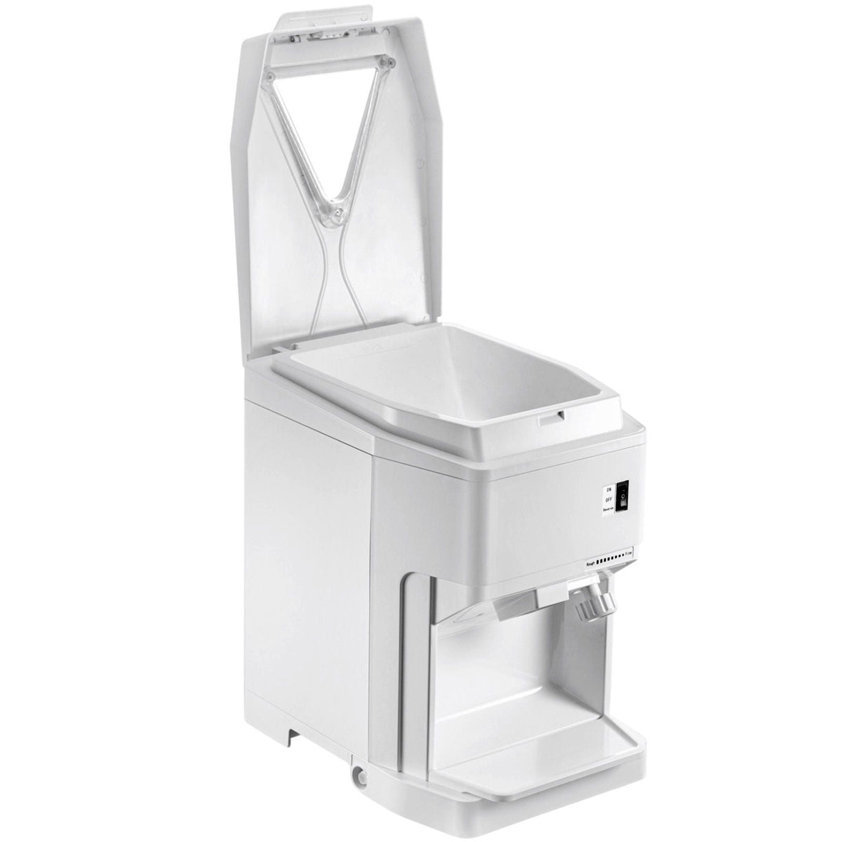 Ice Shaver Machine Electric, Snow Cone Machine Commercial 265 LBS/H, Shaved Ice Machine with Ice Hopper & Lid, 250W Ice Crusher with Drain Pipe Tabletop Shaved Ice Maker with Adjustable Fineness