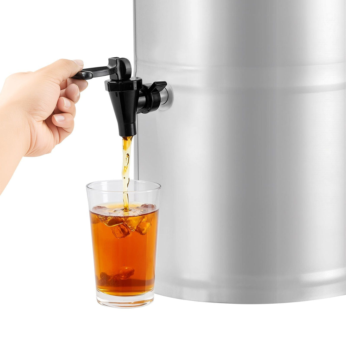 Ice Tea Dispenser, 4 Gal/15L 304 Stainless Steel Beverage Dispenser with Spigot & Handle, Suitable for Hot and Cold Drinks, for Iced Tea Coffee Water in Cafes & Restaurants