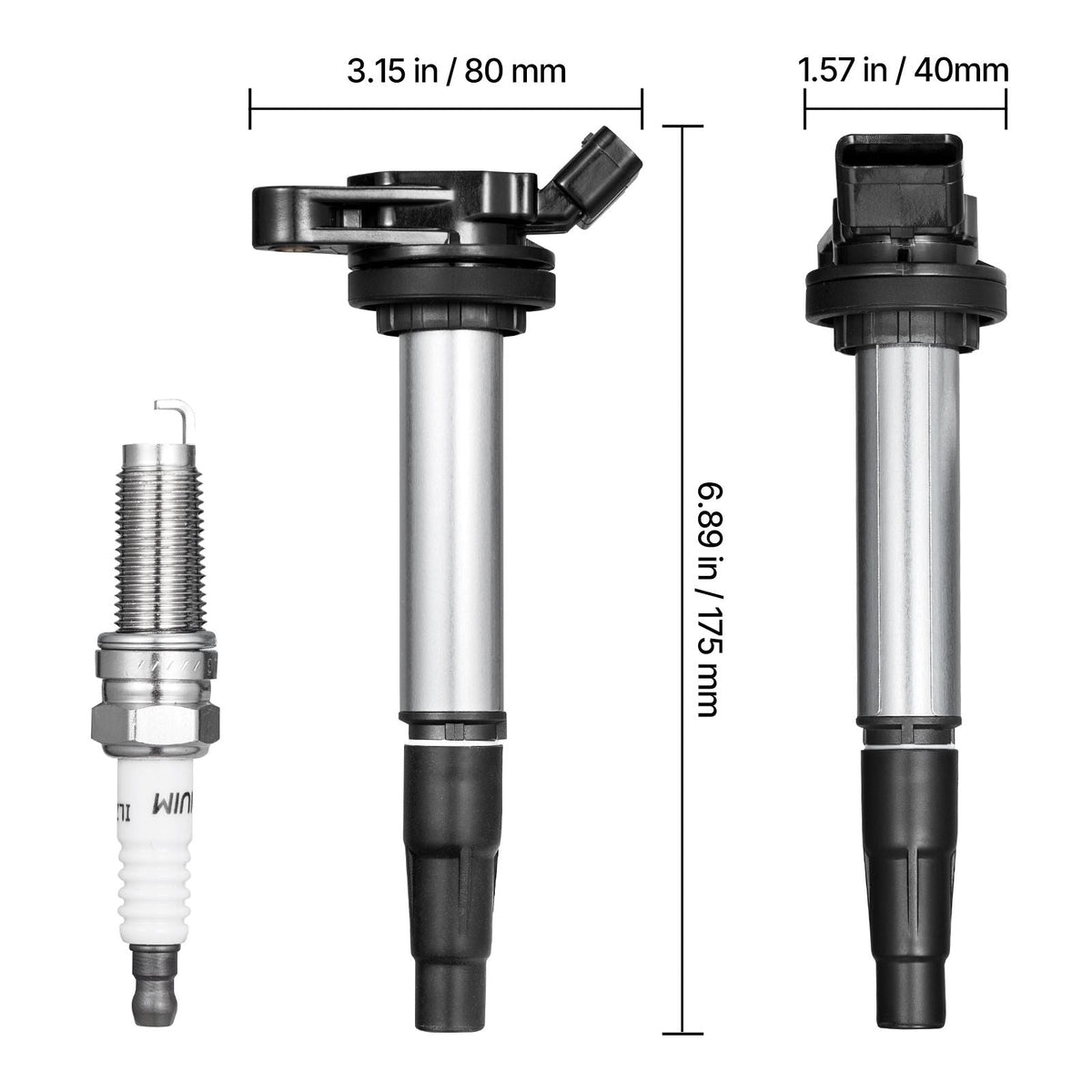 Ignition Coil Pack and Spark Plugs, Set of 4, Compatible with Toyota Corolla Matrix Prius Prius V Scion IM xD Pontiac Vibe Lexus CT200h 1.8L L4, Replacement for UF596 UF-619 90919-02252 C1714